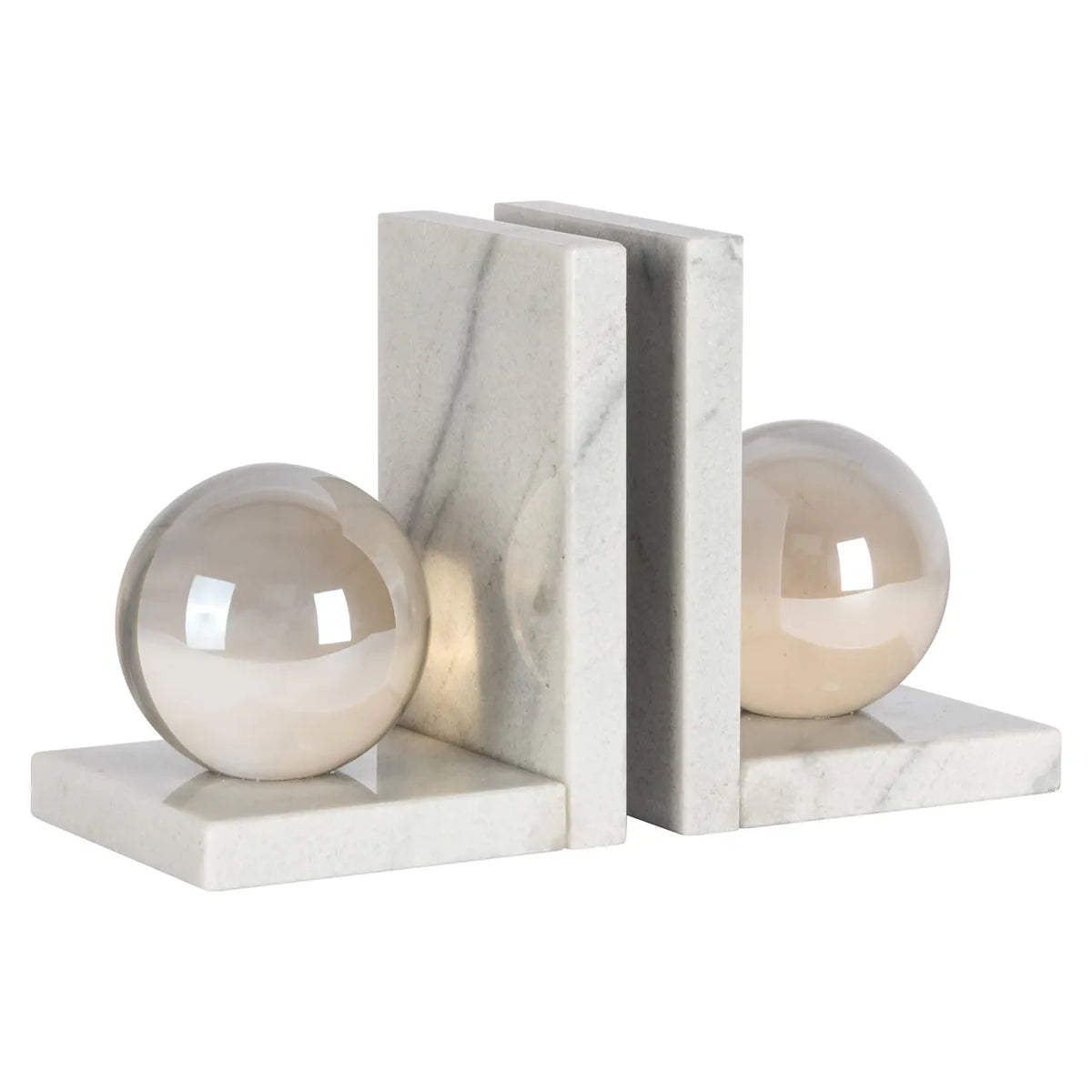 Richmond Interiors Lulu White Marble & Crystal Bookends