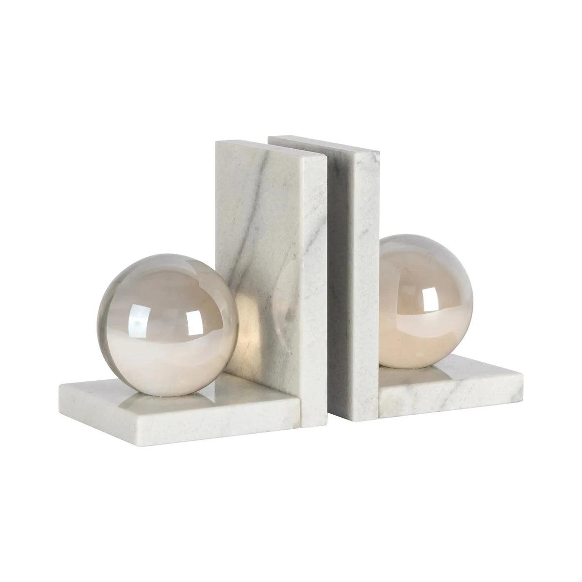 Richmond Interiors Lulu White Marble & Crystal Bookends