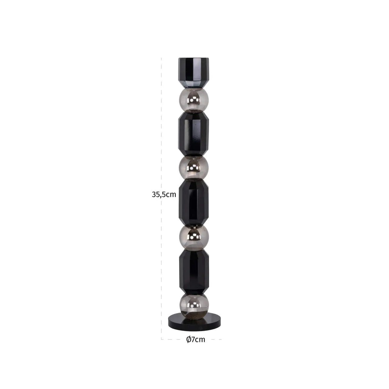 Richmond Interiors Jessy Black Crystal Candle Holder Large