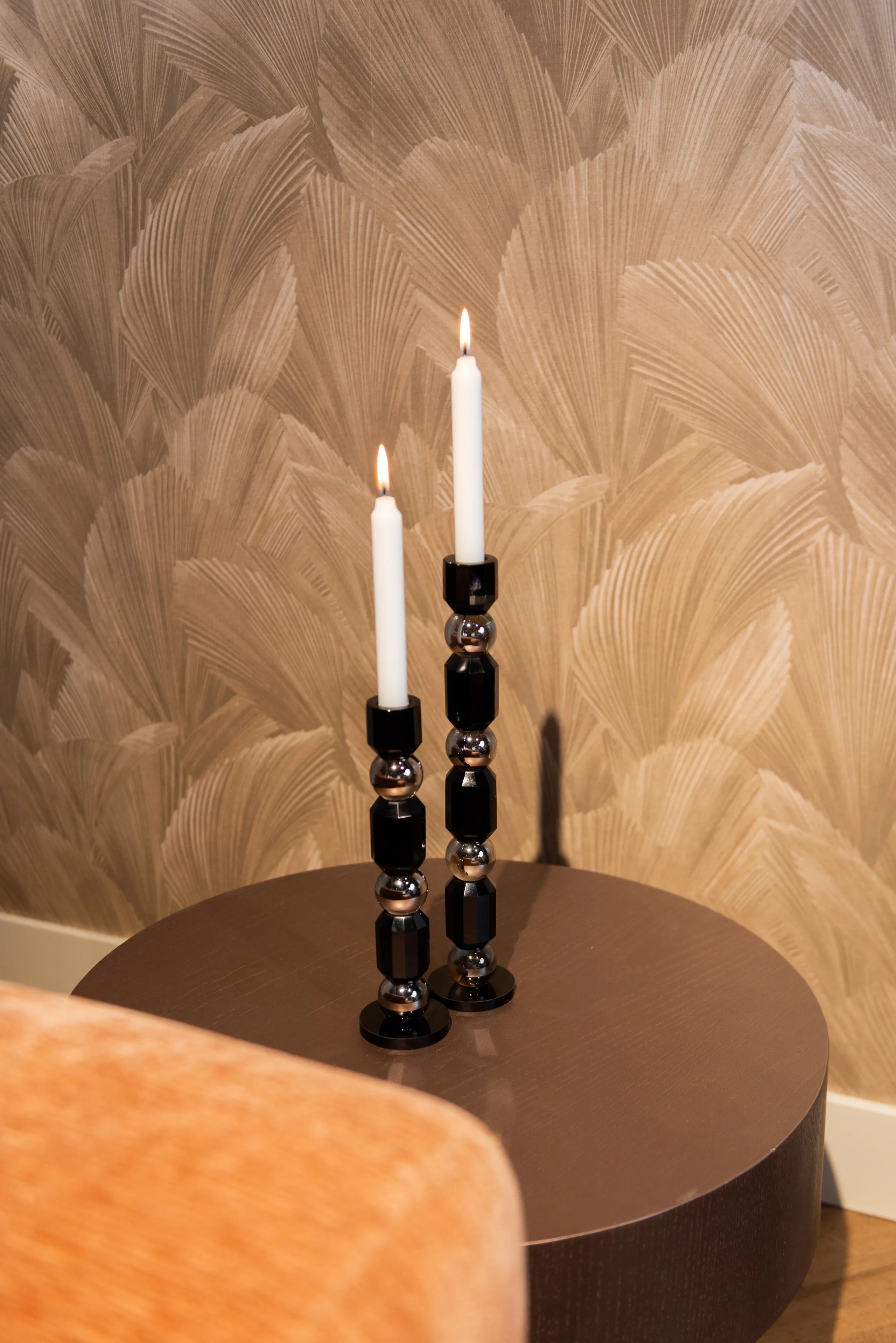 Richmond Interiors Jessy Black Crystal Candle Holder Large