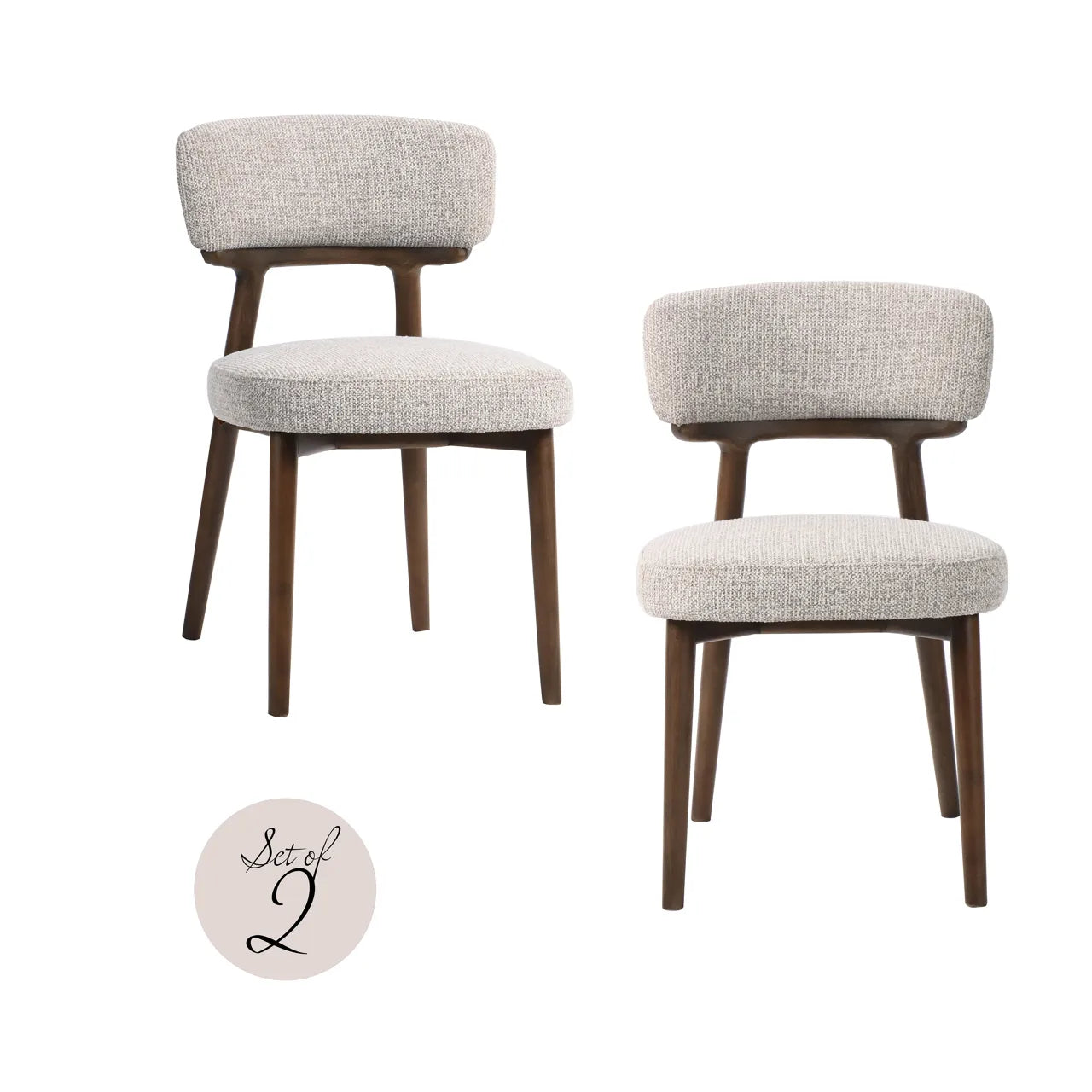 Richmond Interiors Set of 2 Basker Taupe Boucle Dining Chairs