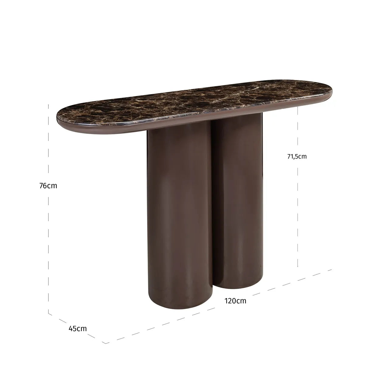 Richmond Interiors Almundi Chocolate Brown Marble Console Table