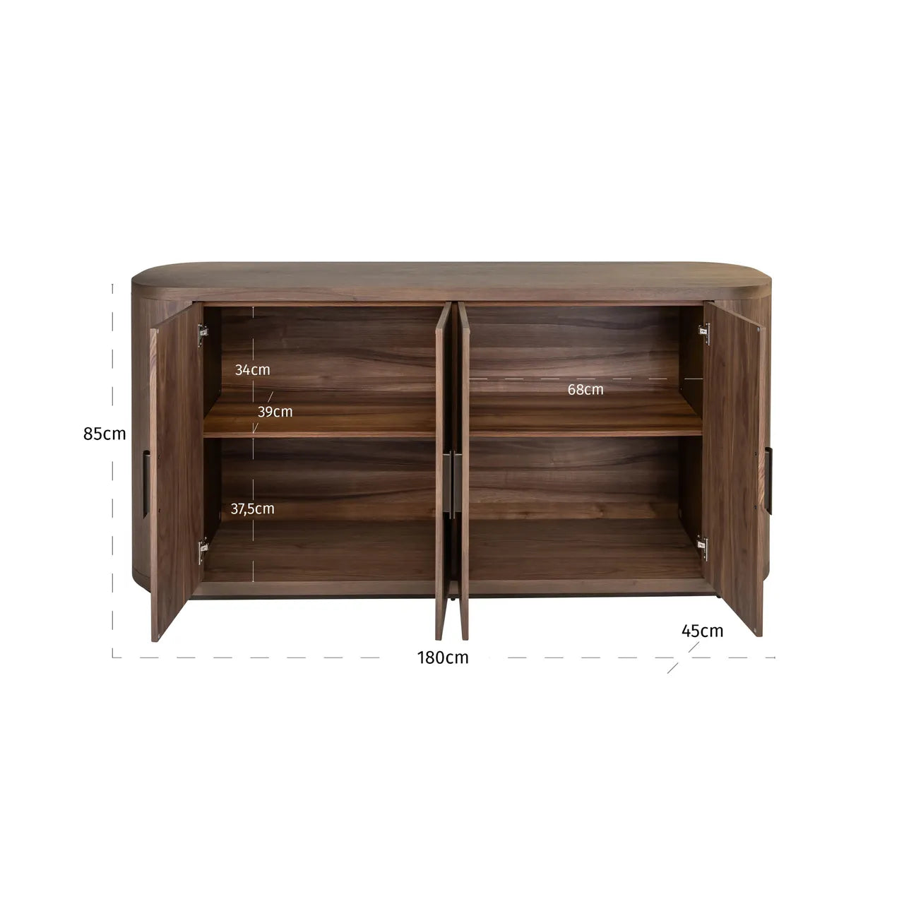 Richmond Interiors Windsor Walnut Brown Wood Sideboard