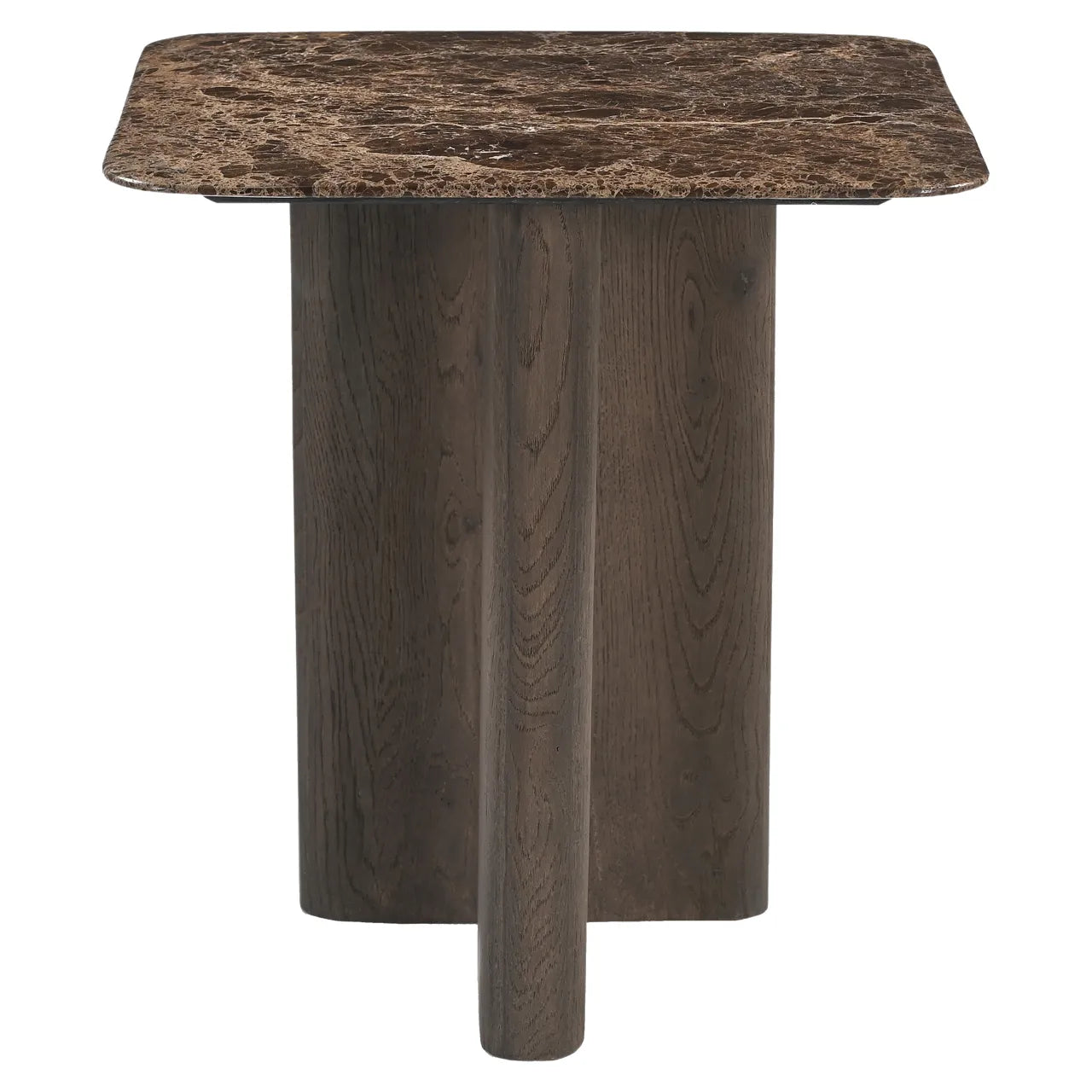 Richmond Interiors Castello Smoked Charcoal Emperador Marble & Oak Side Table
