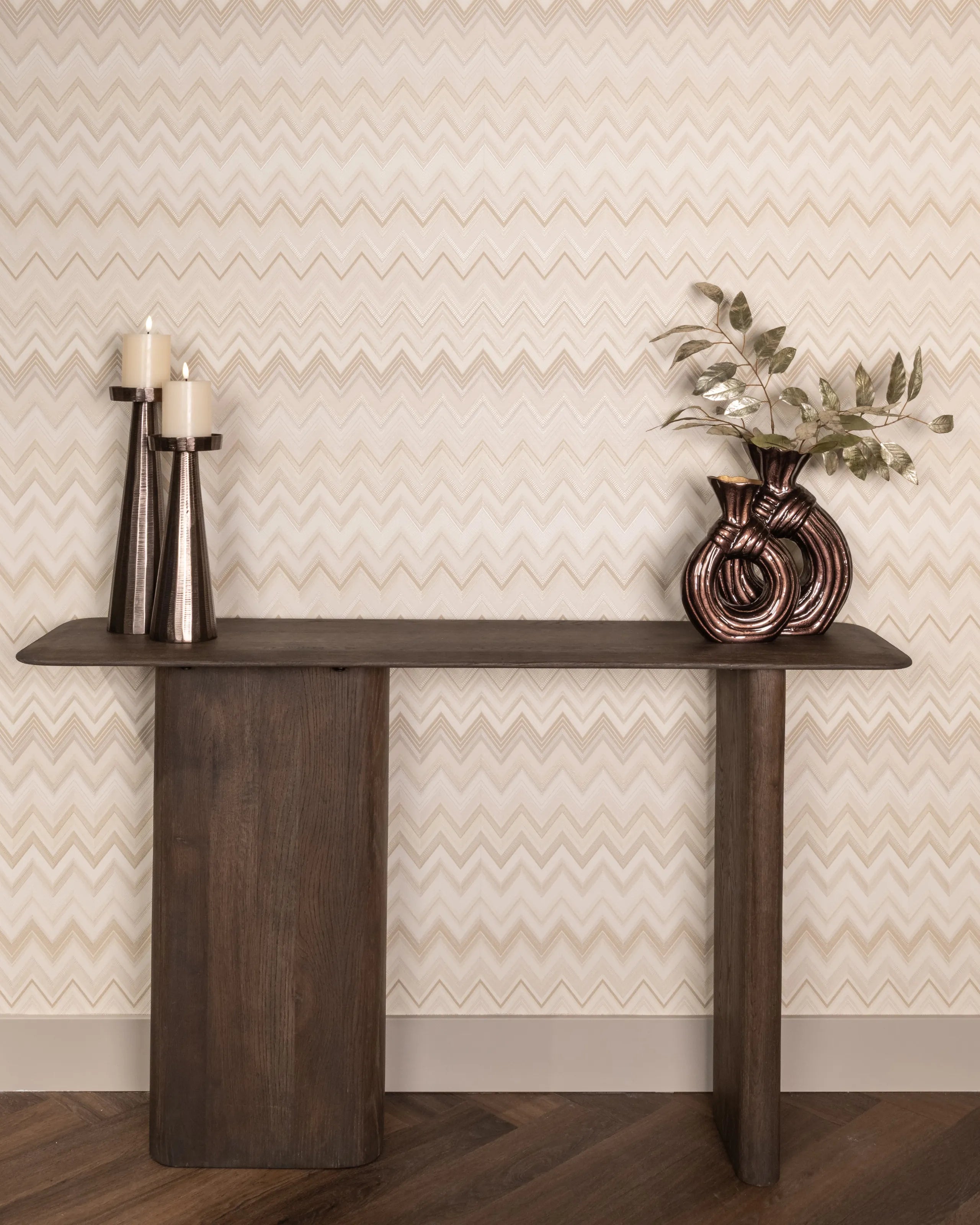 Richmond Interiors Castello Smoked Brown Oak Wood Console Table