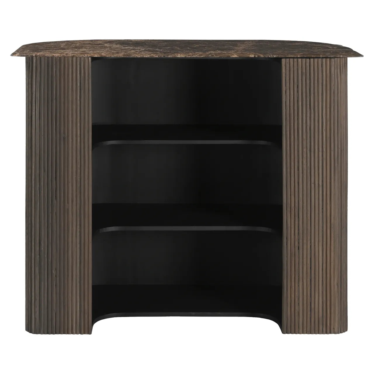 Richmond Interiors Castello Smoked Charcoal Emperador Marble & Oak Home Bar