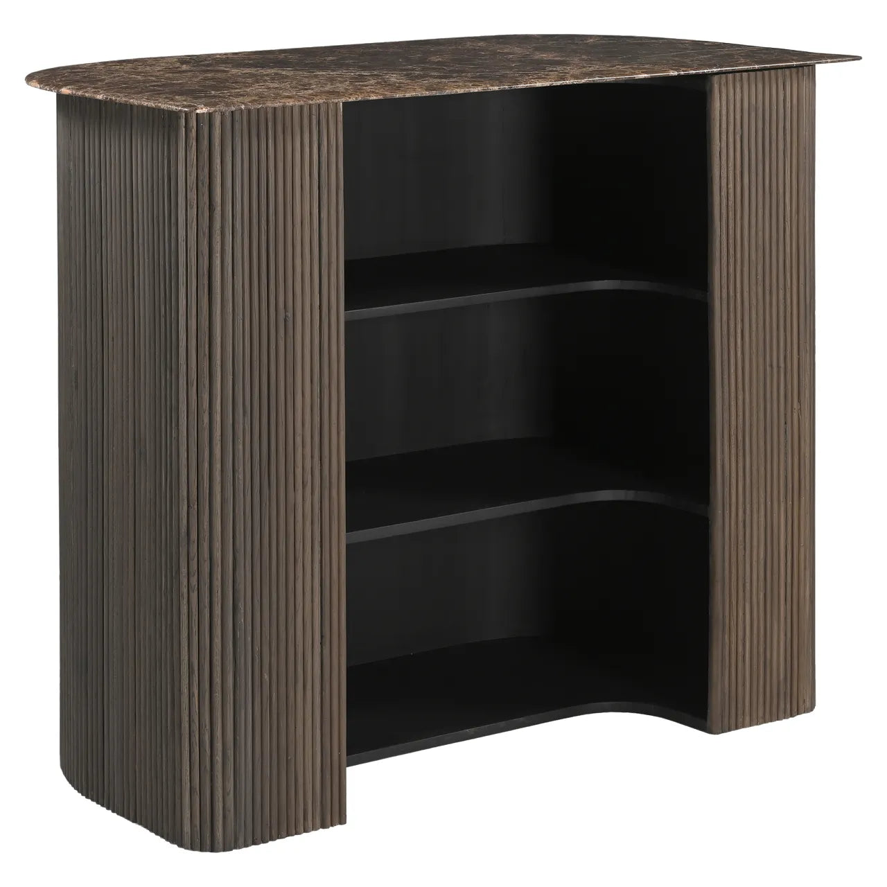 Richmond Interiors Castello Smoked Charcoal Emperador Marble & Oak Home Bar