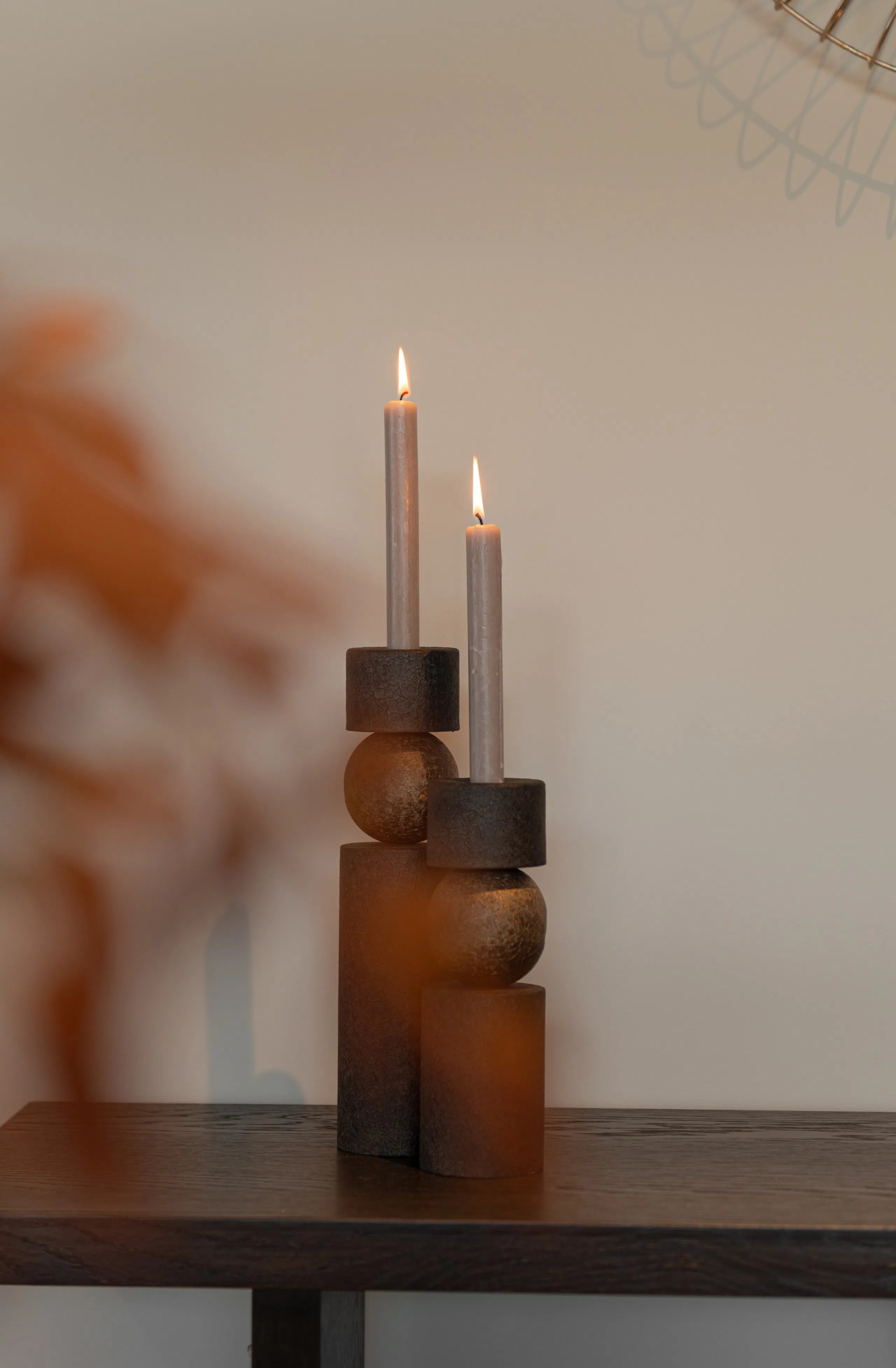 Richmond Interiors Hasley Antique Brass Candle Holder Large