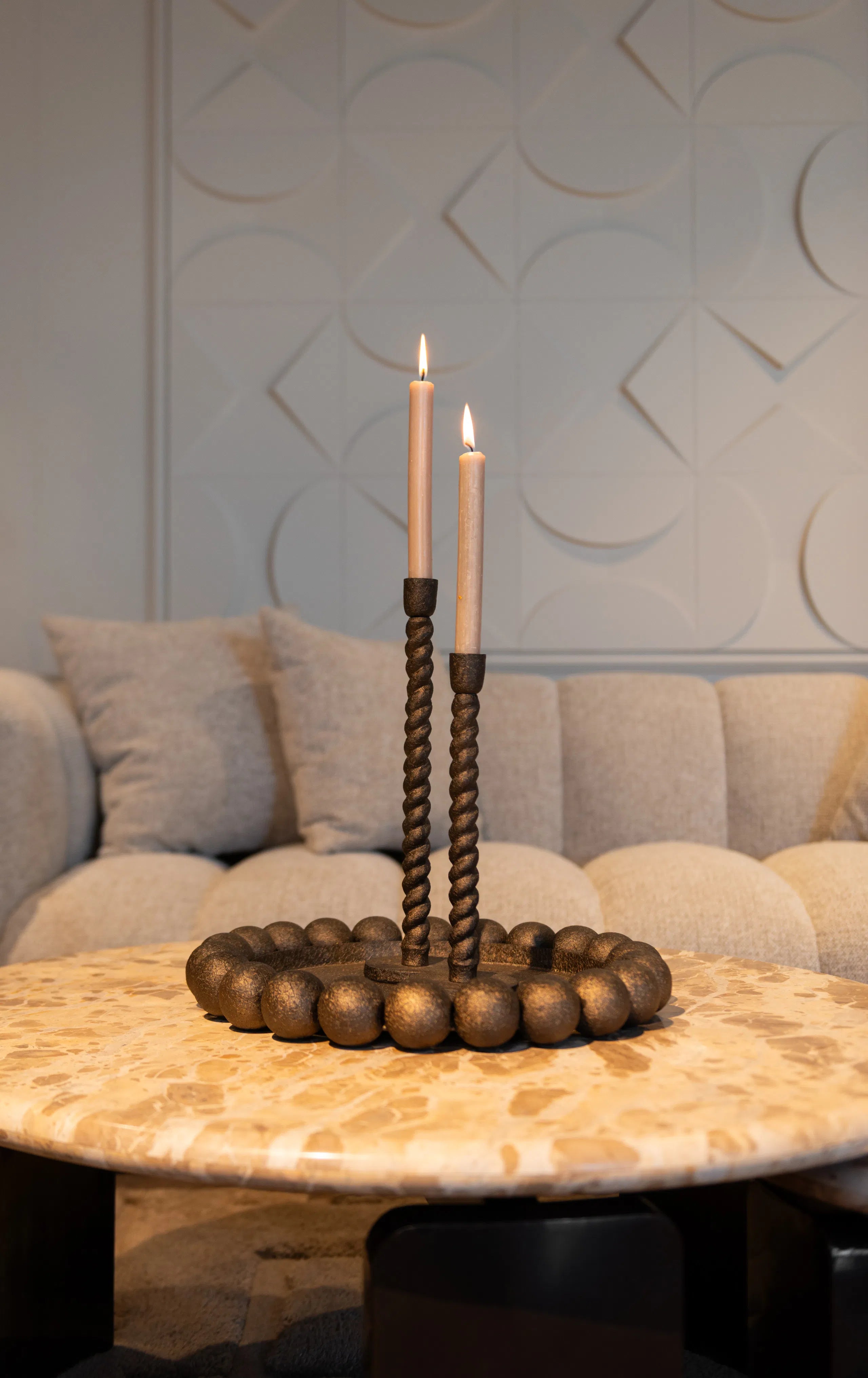 Richmond Interiors Milena Antique Brass Candle Holder Small