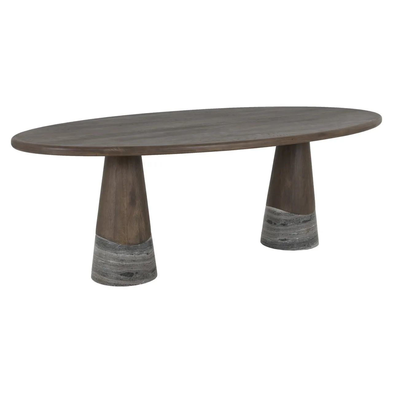 Richmond Interiors Harper Smoked Charcoal Morchana Marble & Oak Dining Table