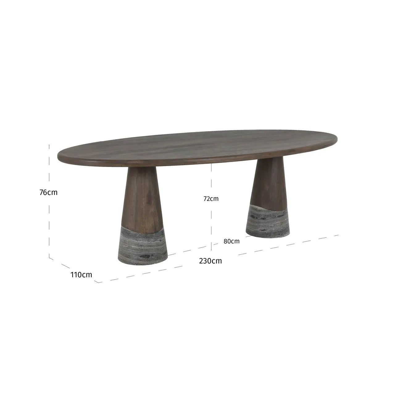 Richmond Interiors Harper Smoked Charcoal Morchana Marble & Oak Dining Table