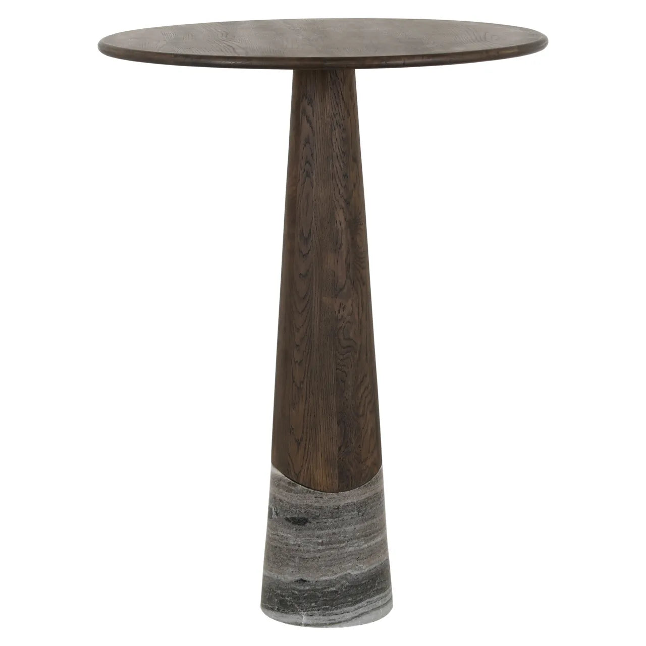 Richmond Interiors Harper Smoked Charcoal Morchana Marble & Oak Bar Table