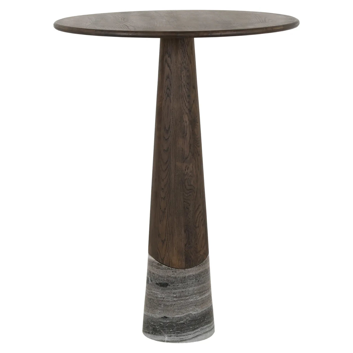 Richmond Interiors Harper Smoked Charcoal Morchana Marble & Oak Bar Table