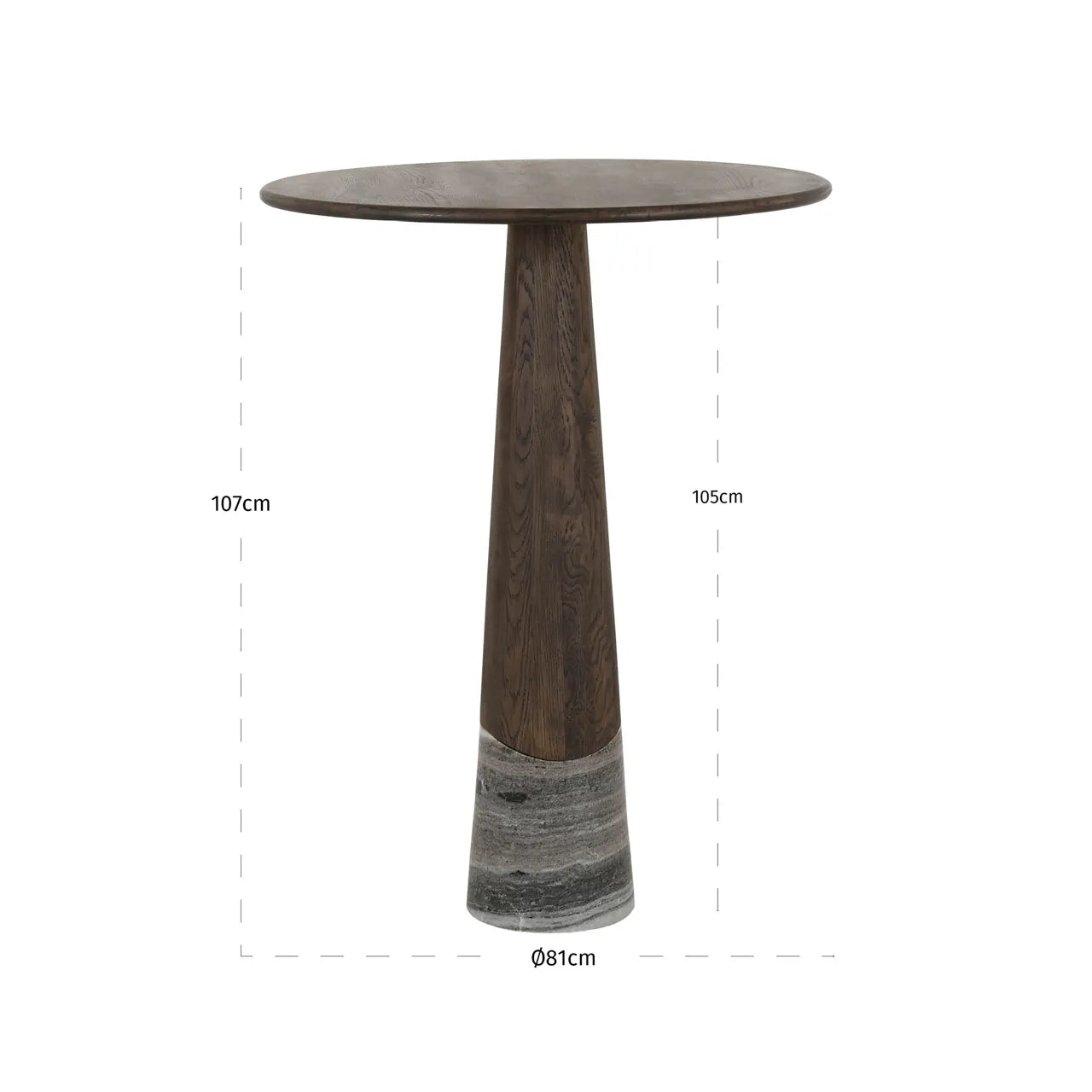 Richmond Interiors Harper Smoked Charcoal Morchana Marble & Oak Bar Table