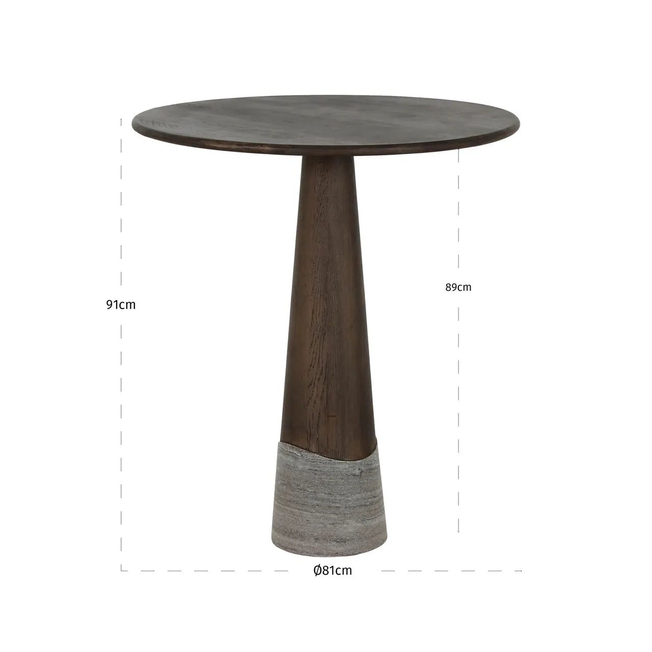 Richmond Interiors Harper Smoked Charcoal Morchana Marble & Oak Counter Table