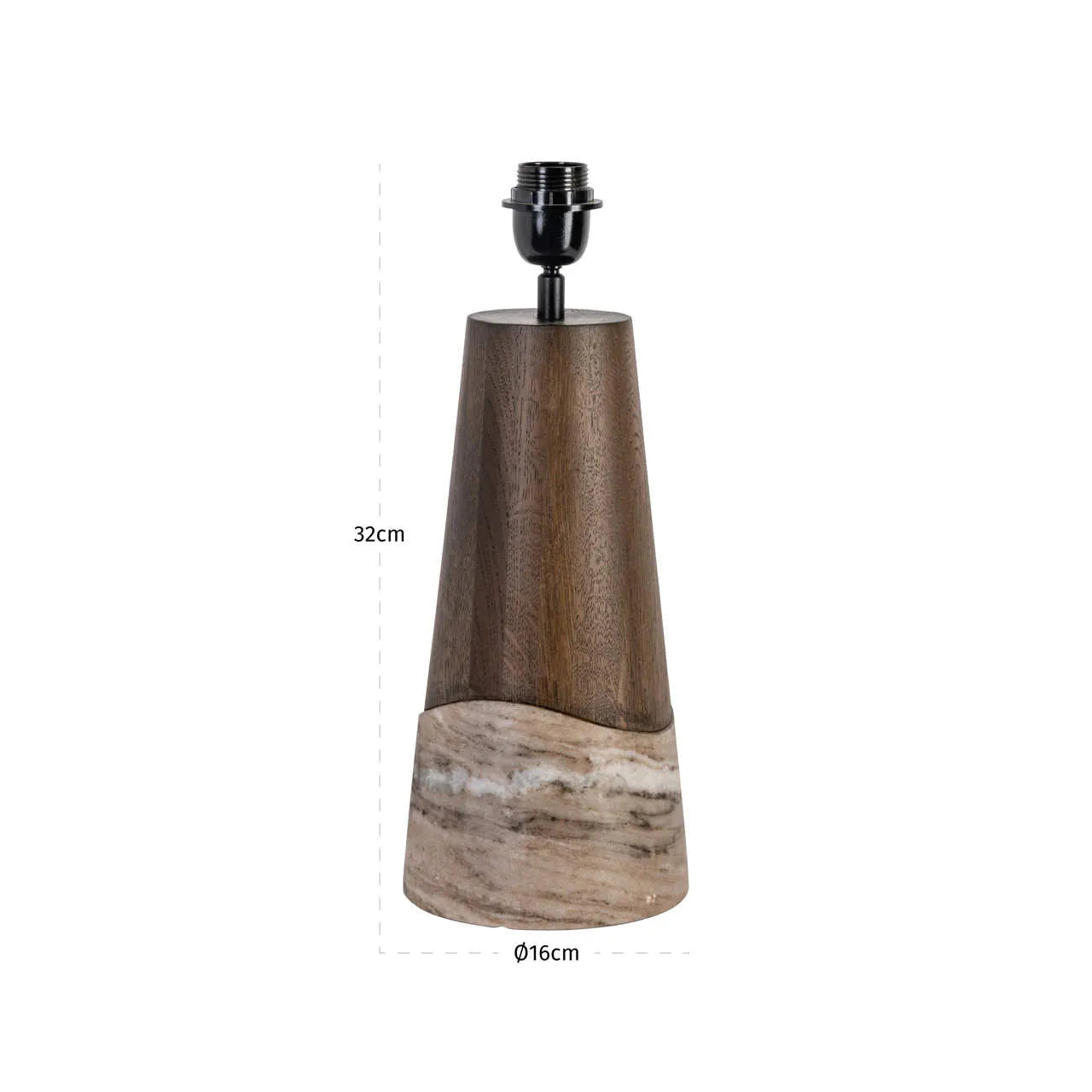 Richmond Interiors Peyton Smoked Charcoal Marble & Oak Table Lamp