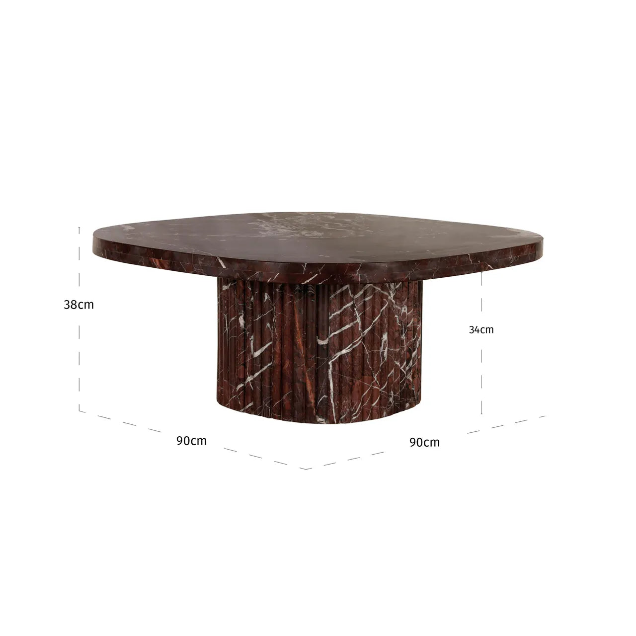 Richmond Interiors Orchid Burgundy Indian Red Levanto Marble Coffee Table