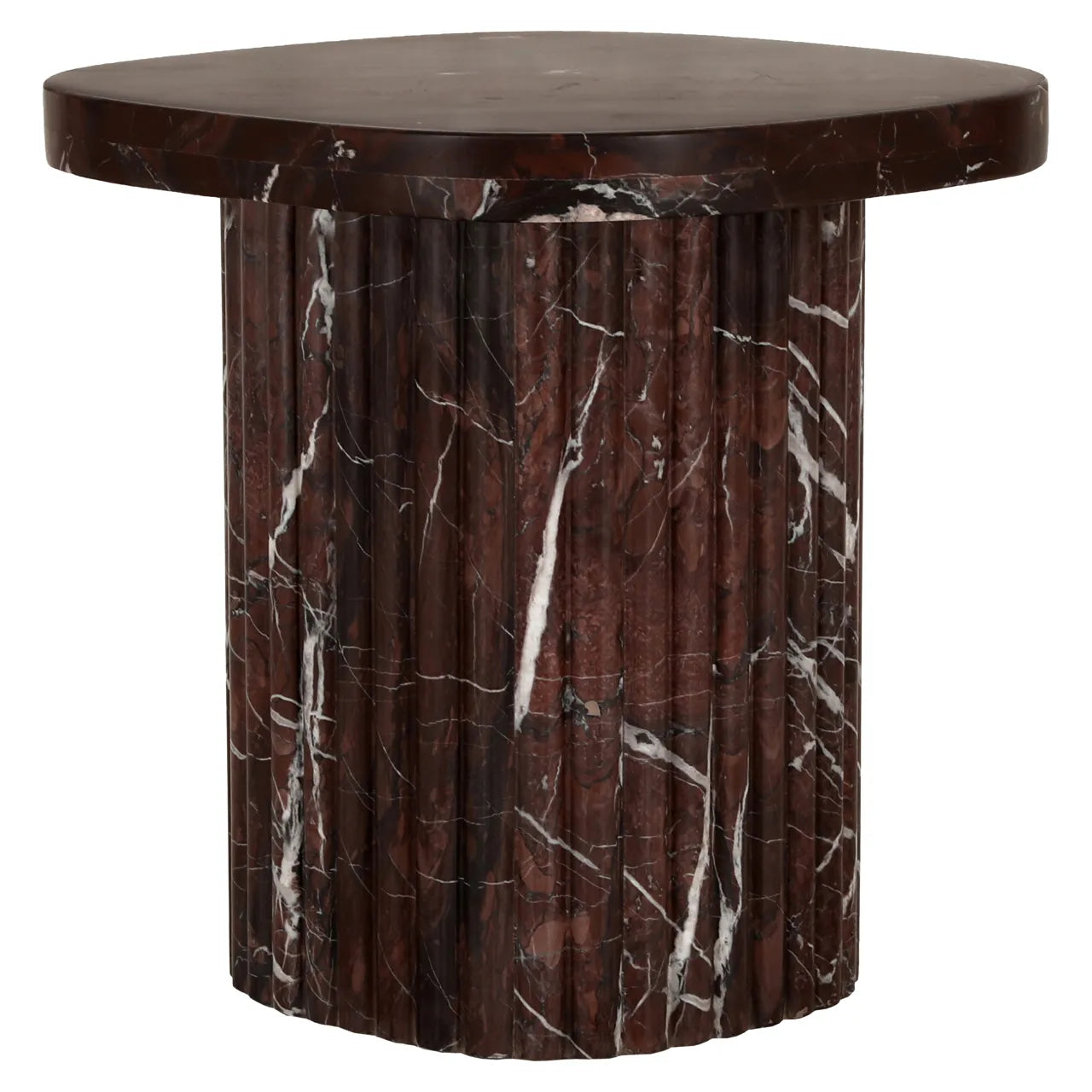 Richmond Interiors Orchid Burgundy Indian Red Levanto Marble Side Table