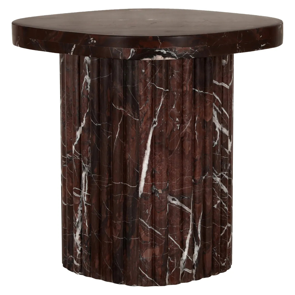 Richmond Interiors Orchid Burgundy Indian Red Levanto Marble Side Table