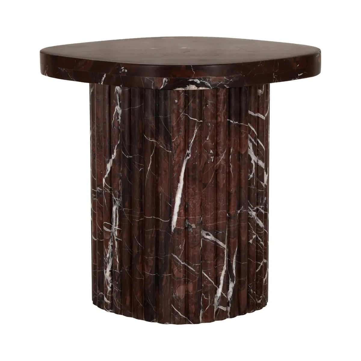 Richmond Interiors Orchid Burgundy Indian Red Levanto Marble Side Table