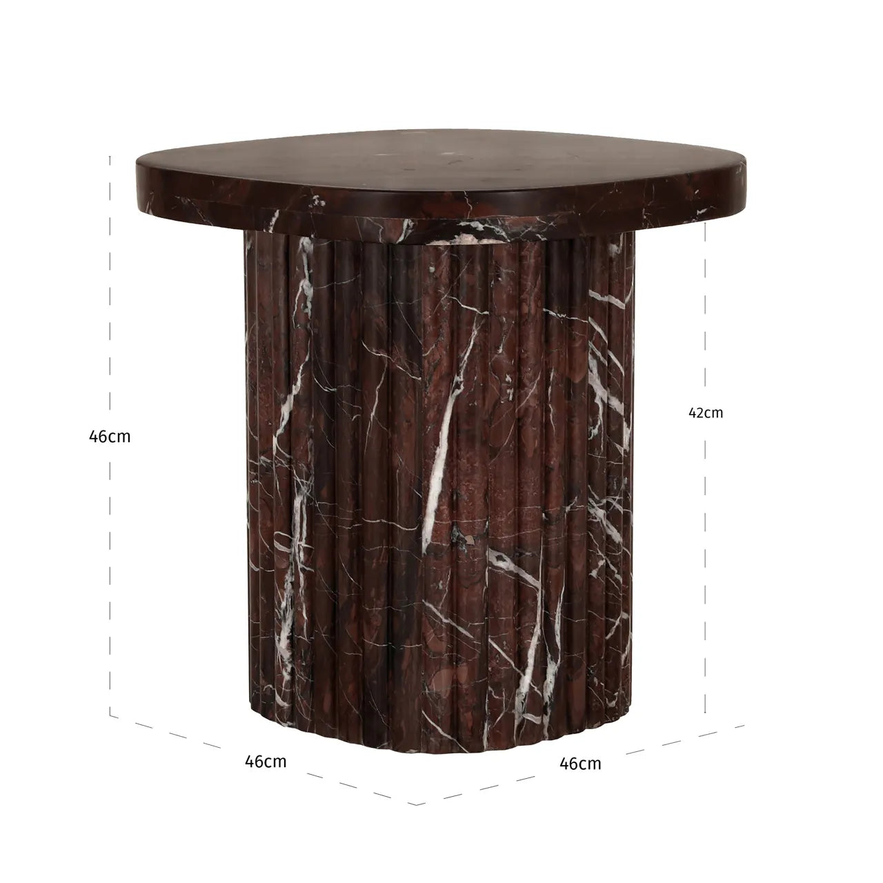 Richmond Interiors Orchid Burgundy Indian Red Levanto Marble Side Table