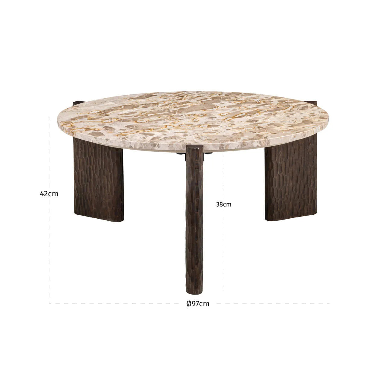 Richmond Interiors Kato Beige Tendua Marble & Mango Wood Coffee Table