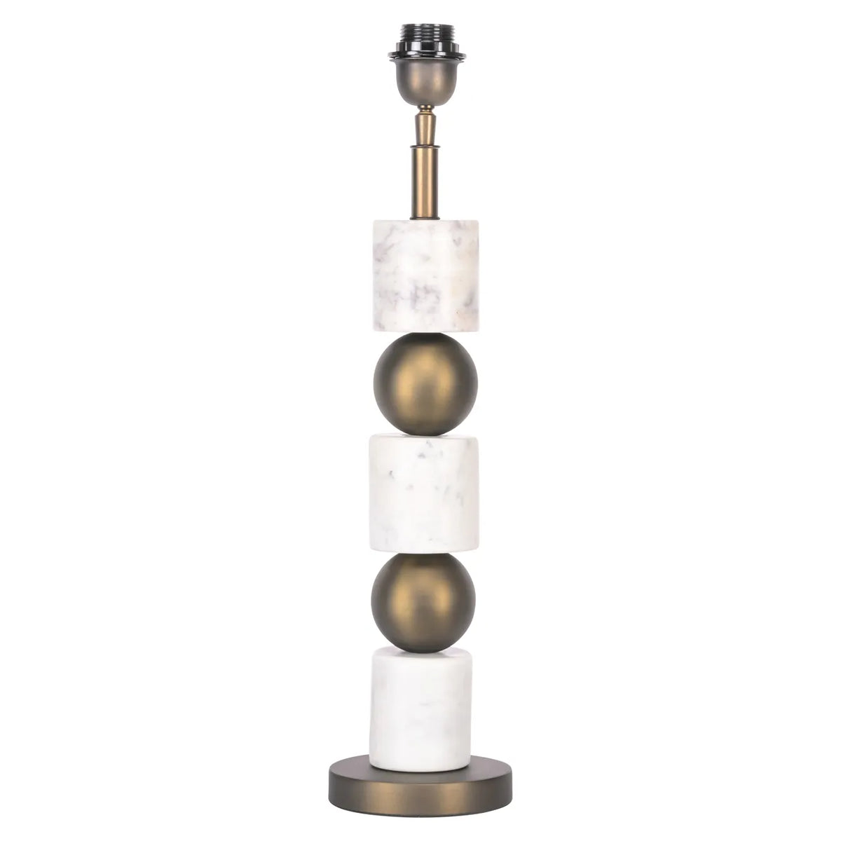 Richmond Interiors Kiera Antique Brass & White Marble Table Lamp