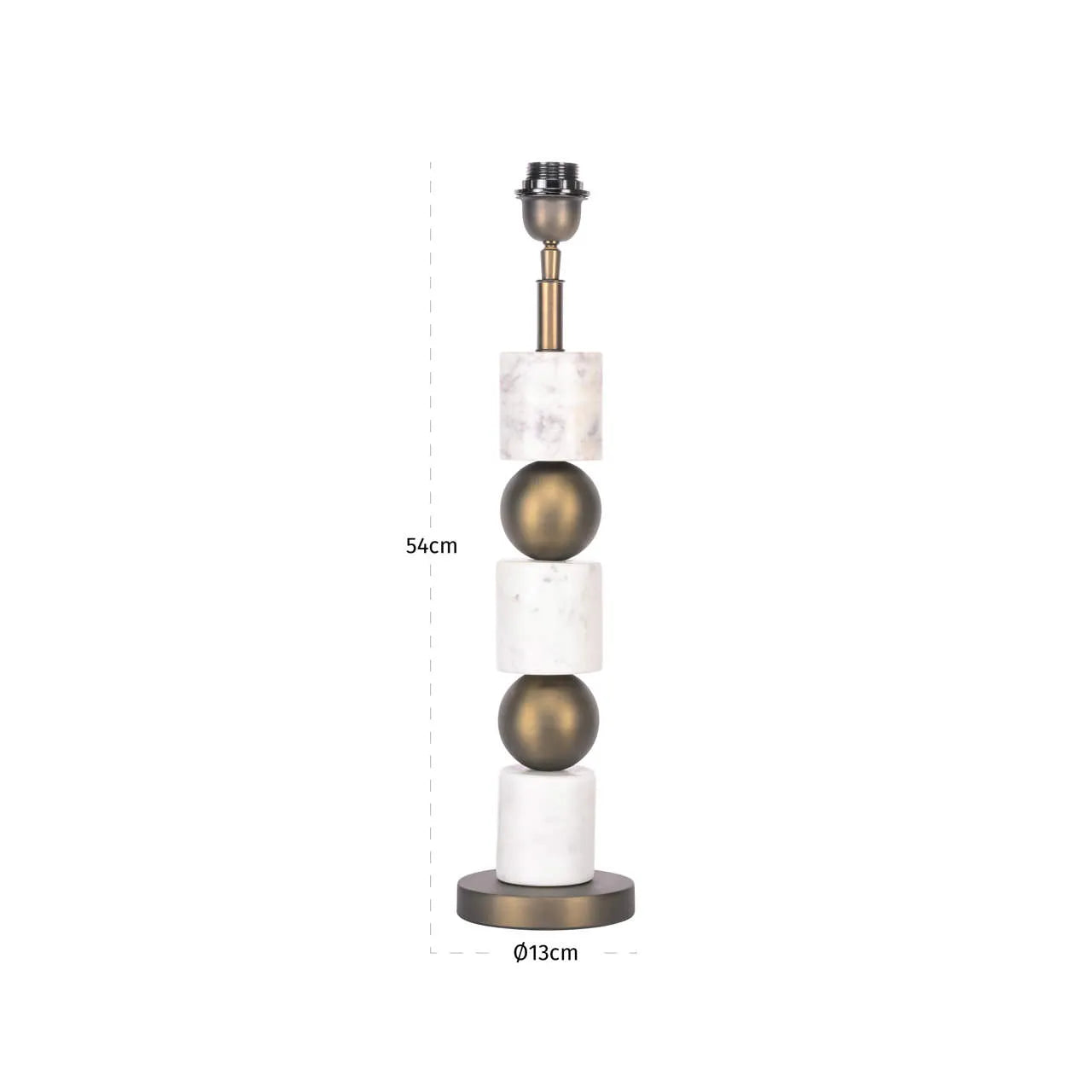 Richmond Interiors Kiera Antique Brass & White Marble Table Lamp