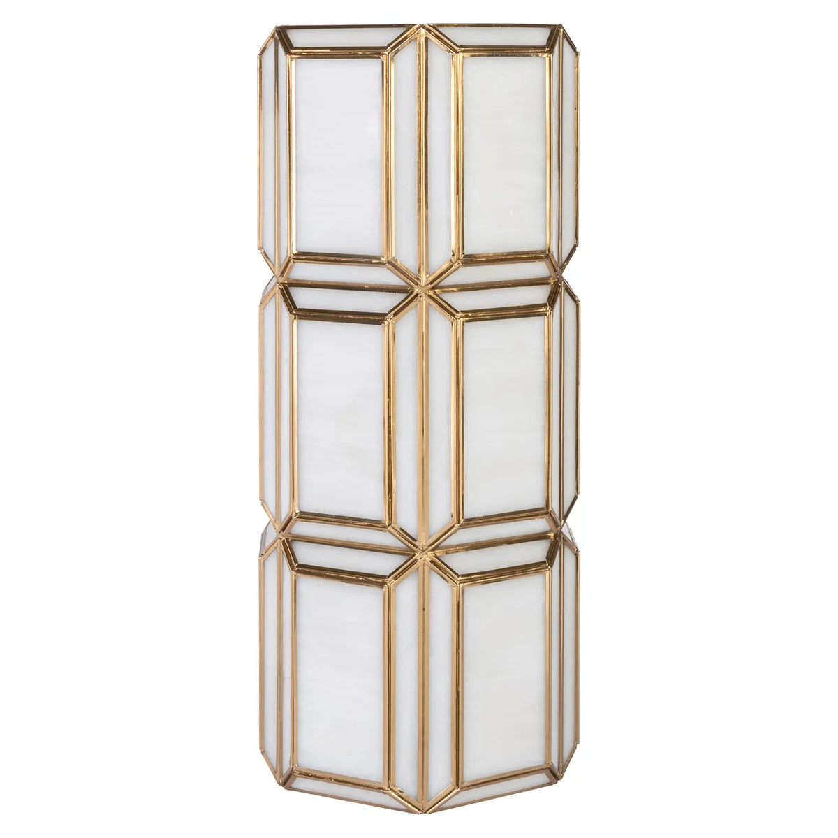 Richmond Interiors Emilia Antique Brass Glass Hurricane Candle Holder Large