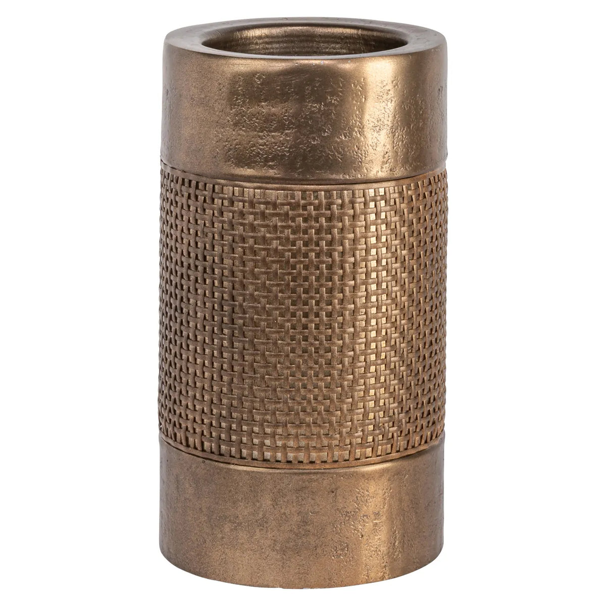 Richmond Interiors Aya Brushed Gold Rattan Candle Holder Small