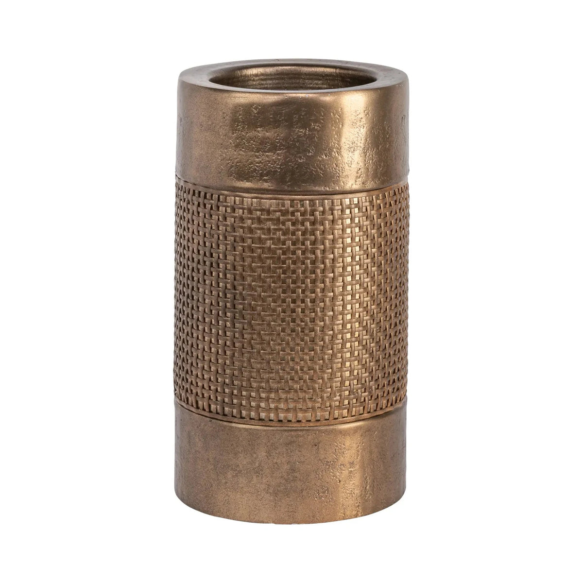 Richmond Interiors Aya Brushed Gold Rattan Candle Holder Small