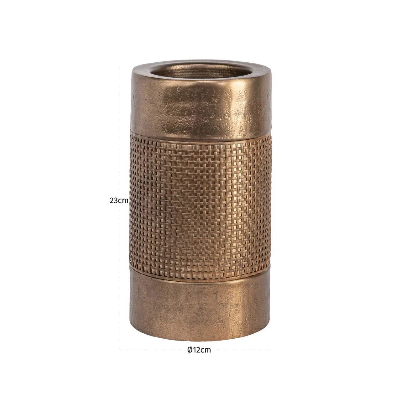 Richmond Interiors Aya Brushed Gold Rattan Candle Holder Small