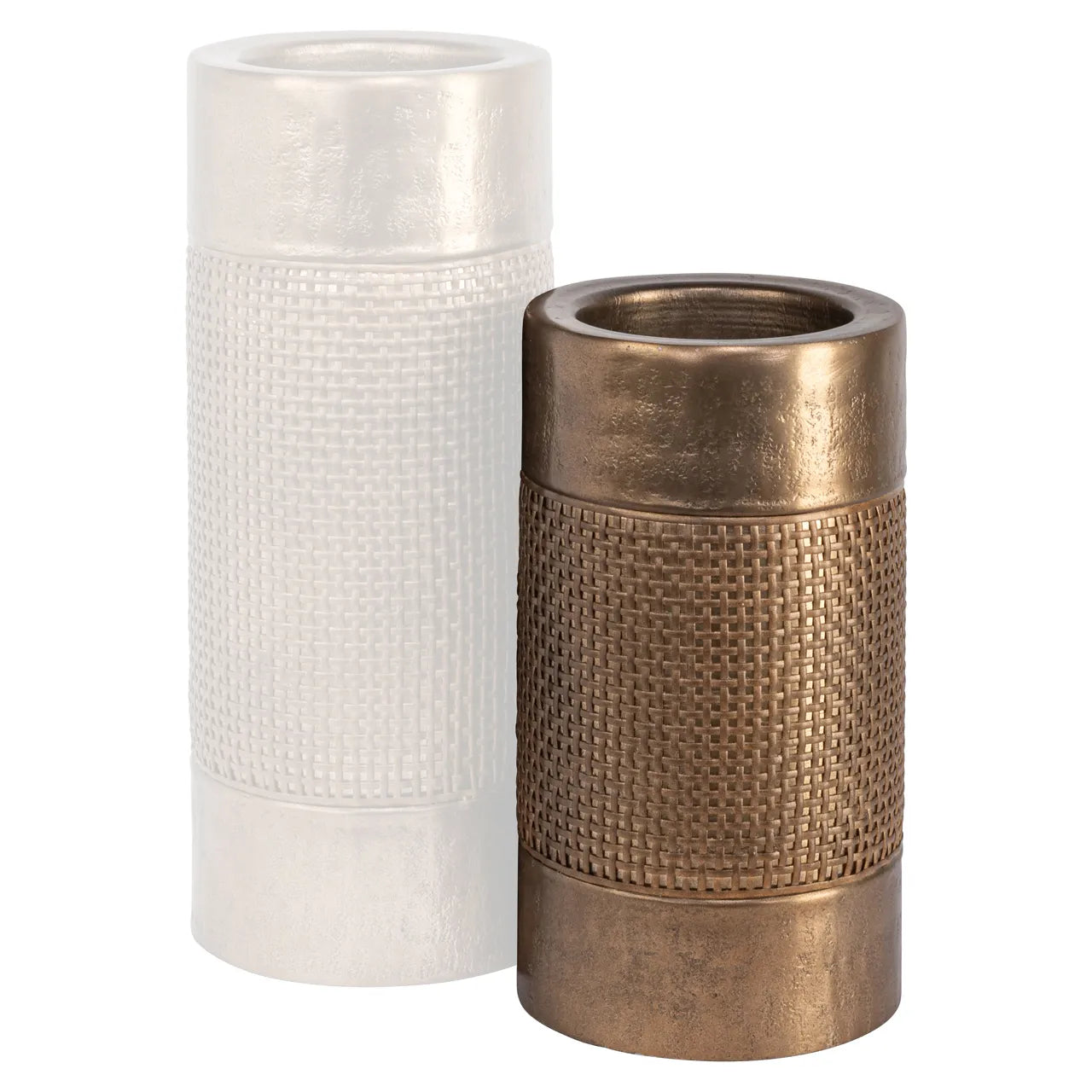 Richmond Interiors Aya Brushed Gold Rattan Candle Holder Small
