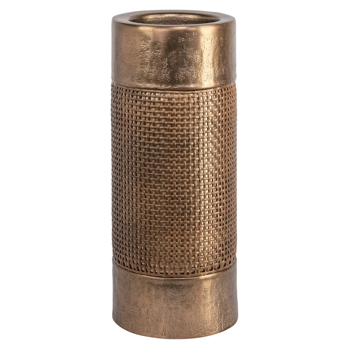 Richmond Interiors Sky Brushed Gold Rattan Candle Holder Large