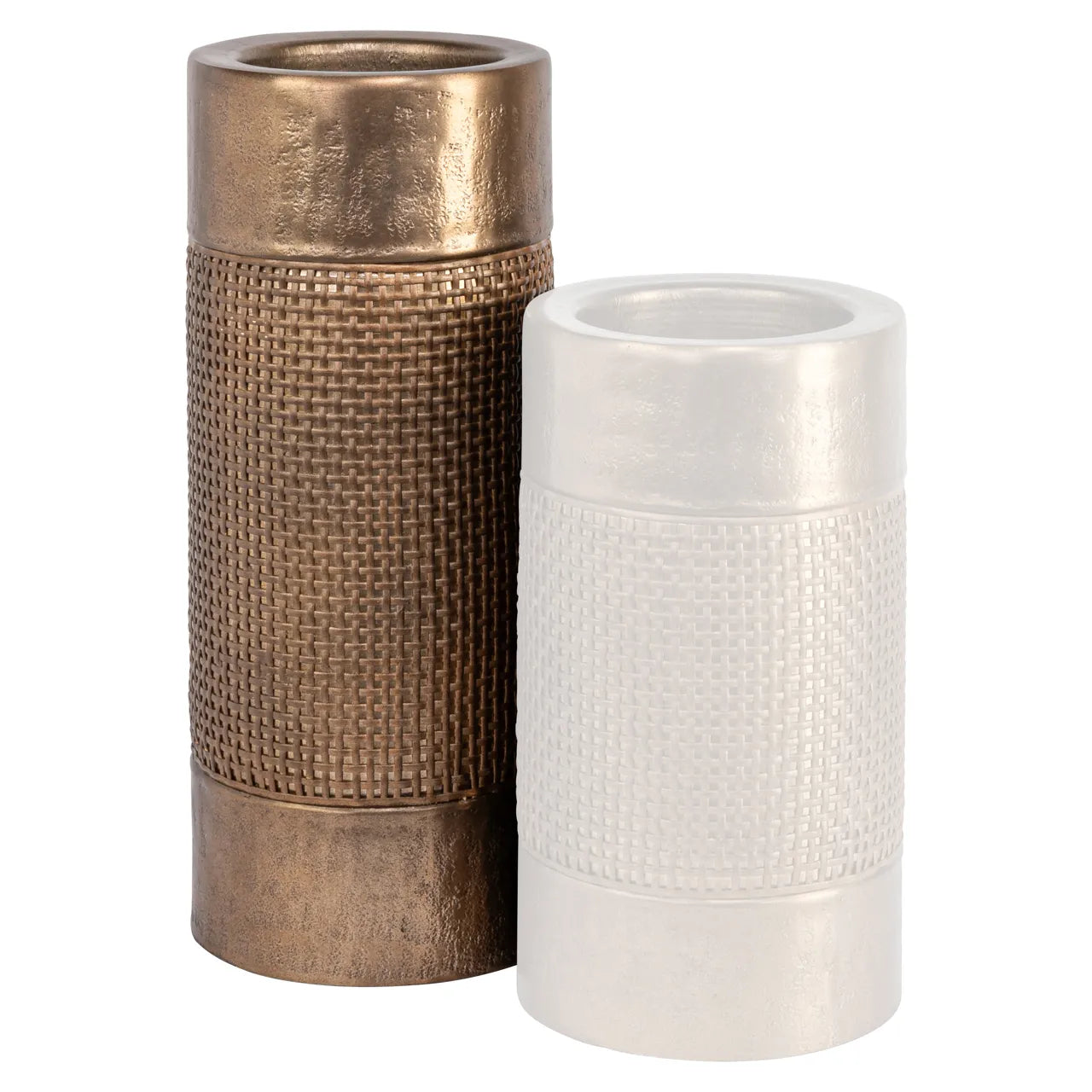 Richmond Interiors Sky Brushed Gold Rattan Candle Holder Large