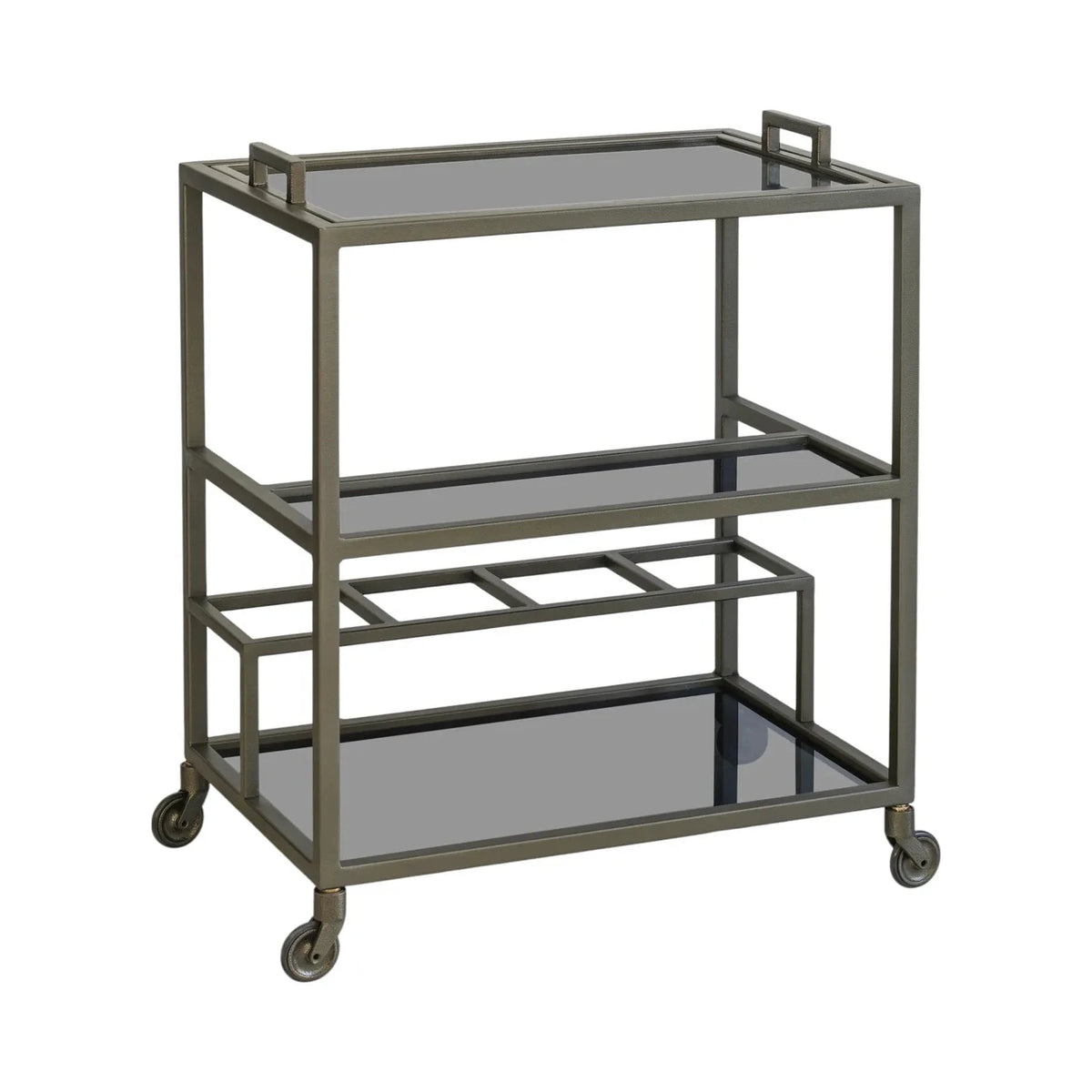 Richmond Interiors Ruinart Antique Brass Glass Trolley