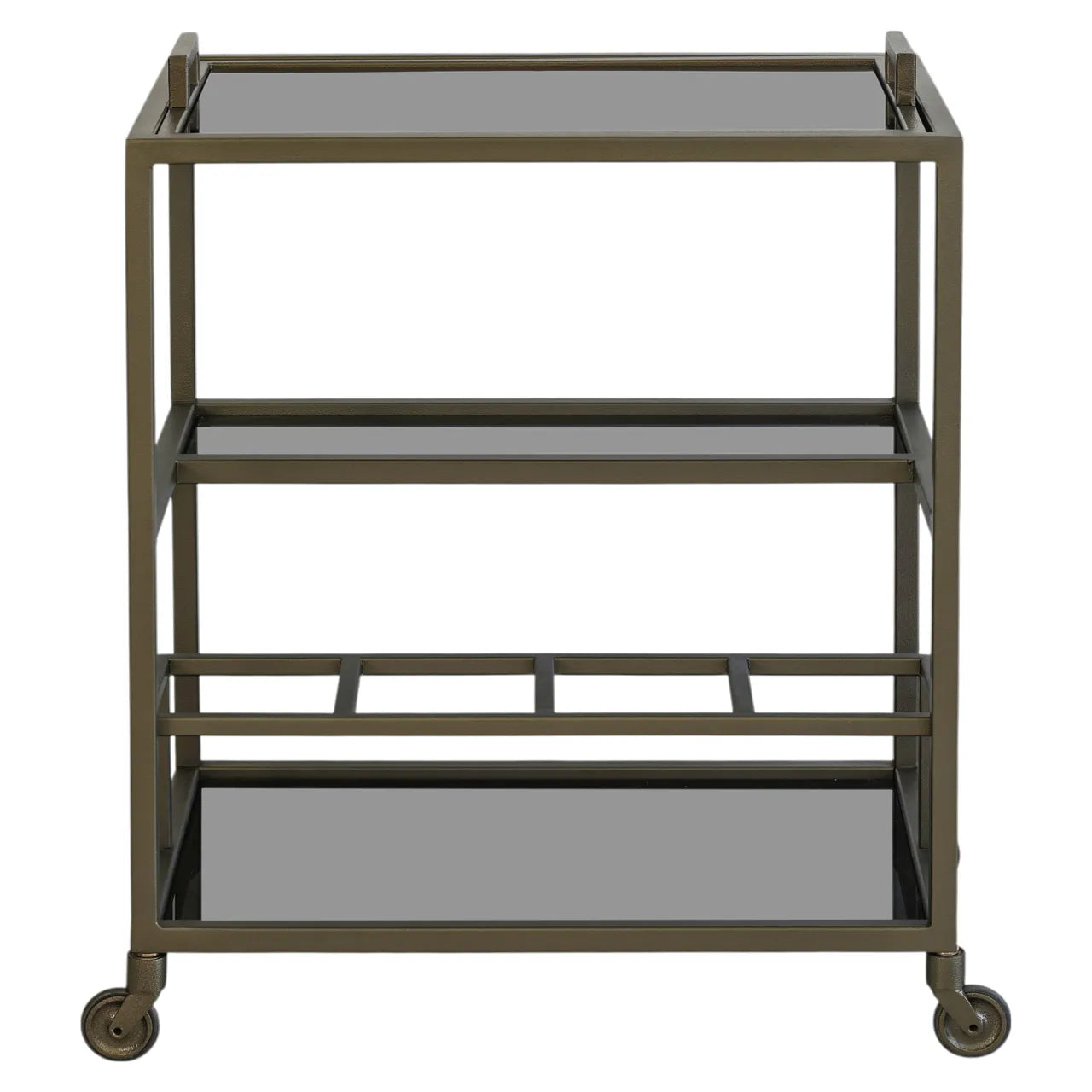 Richmond Interiors Ruinart Antique Brass Glass Trolley