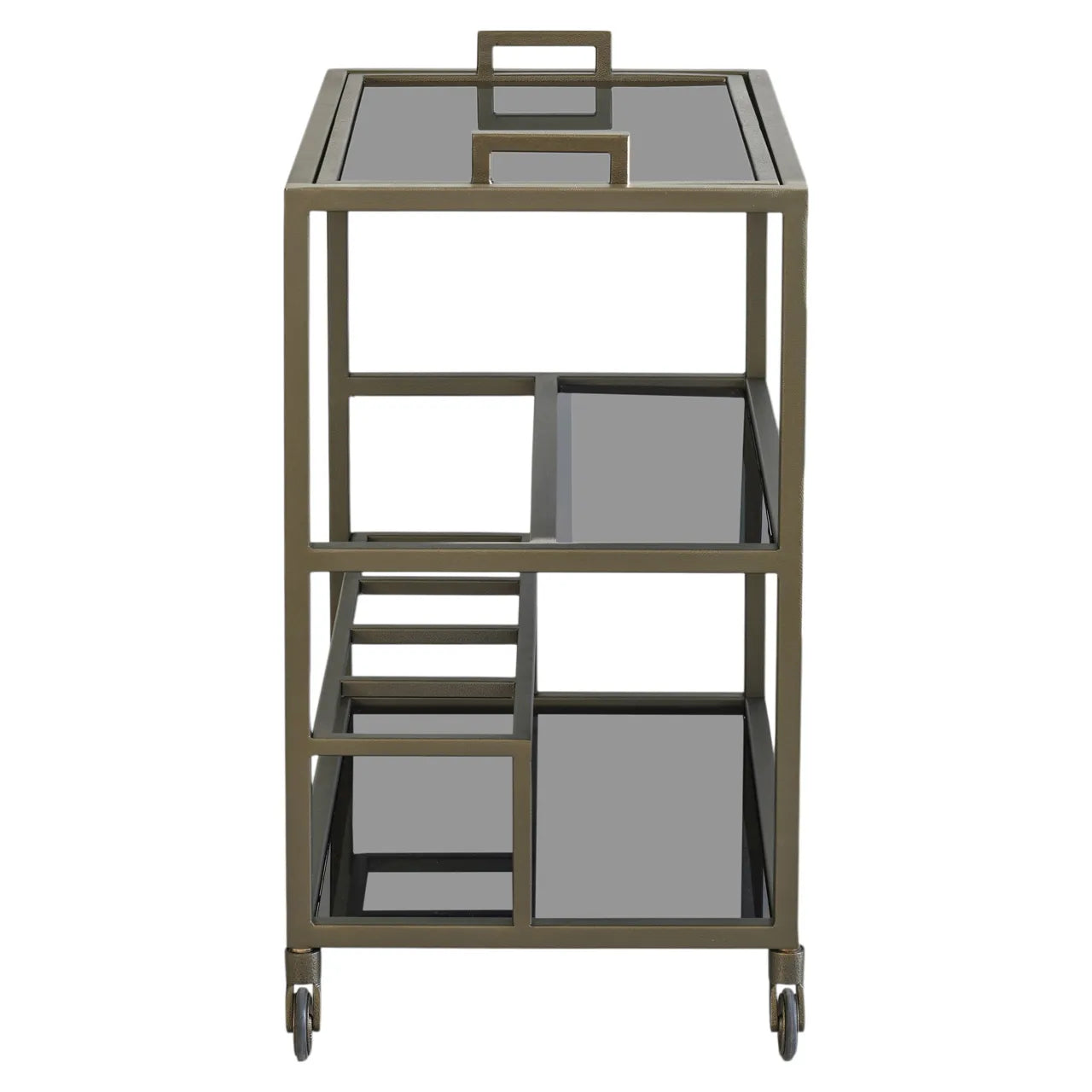 Richmond Interiors Ruinart Antique Brass Glass Trolley