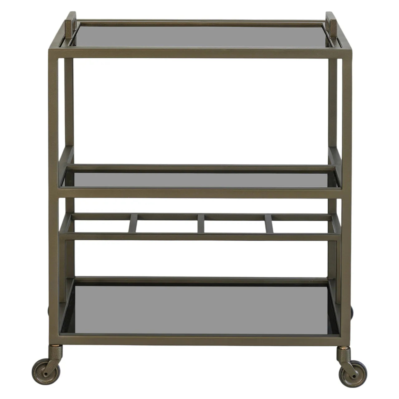 Richmond Interiors Ruinart Antique Brass Glass Trolley