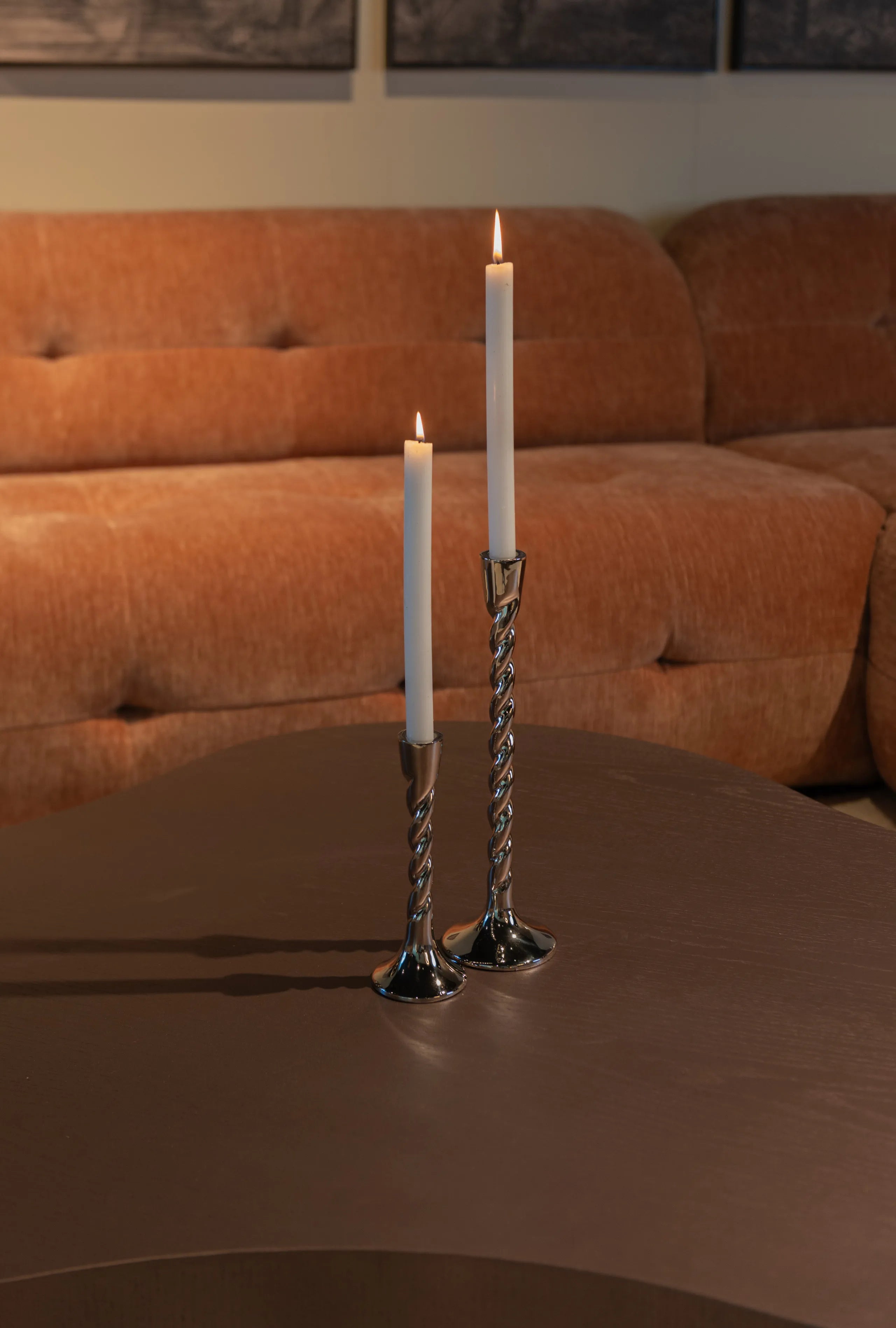 Richmond Interiors Crillon Silver Candle Holder Large