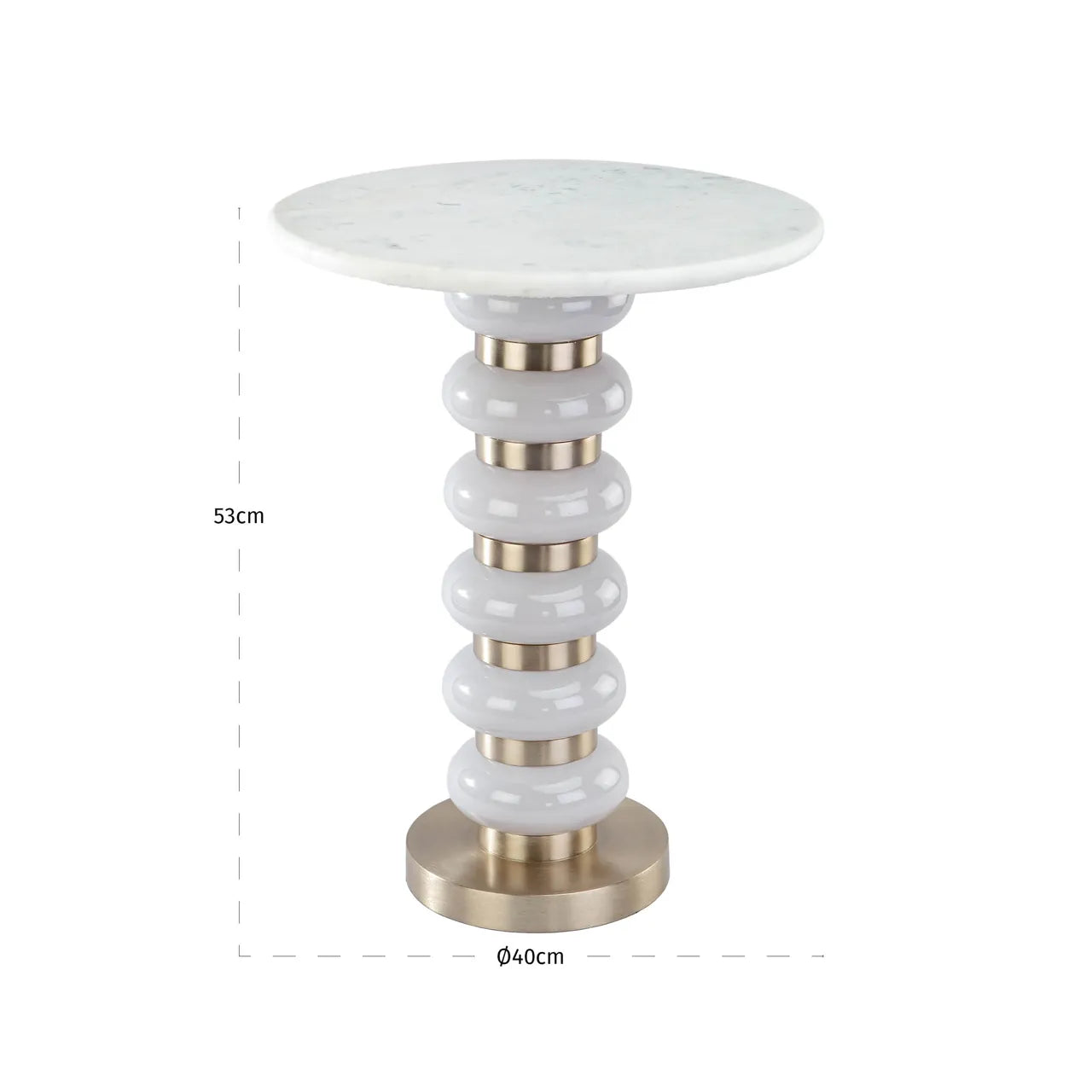Richmond Interiors Villeray White Banswara Marble & Glass Side Table