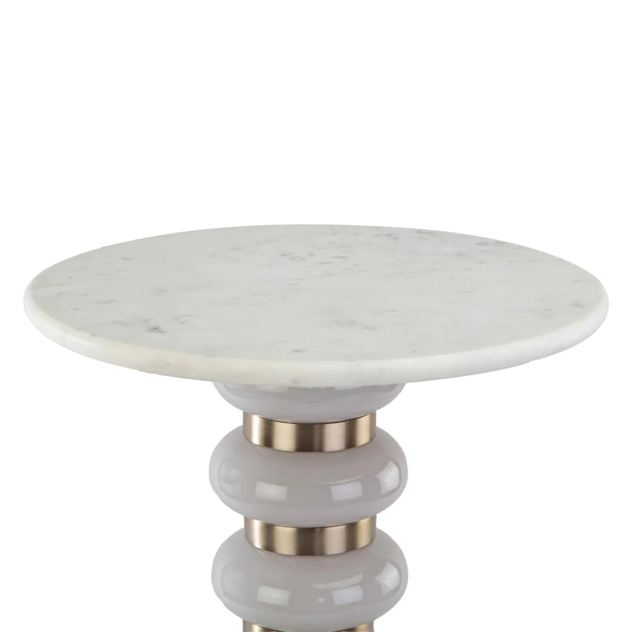 Richmond Interiors Villeray White Banswara Marble & Glass Side Table