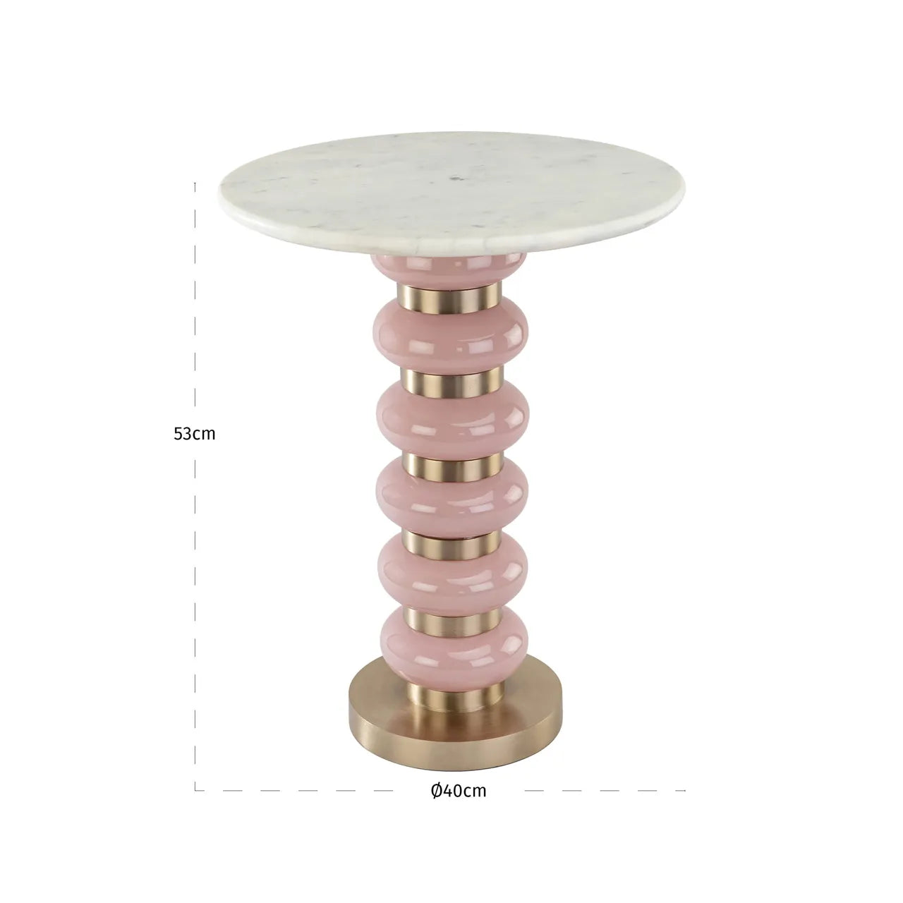 Richmond Interiors Villeray Pink White Banswara Marble & Glass Side Table