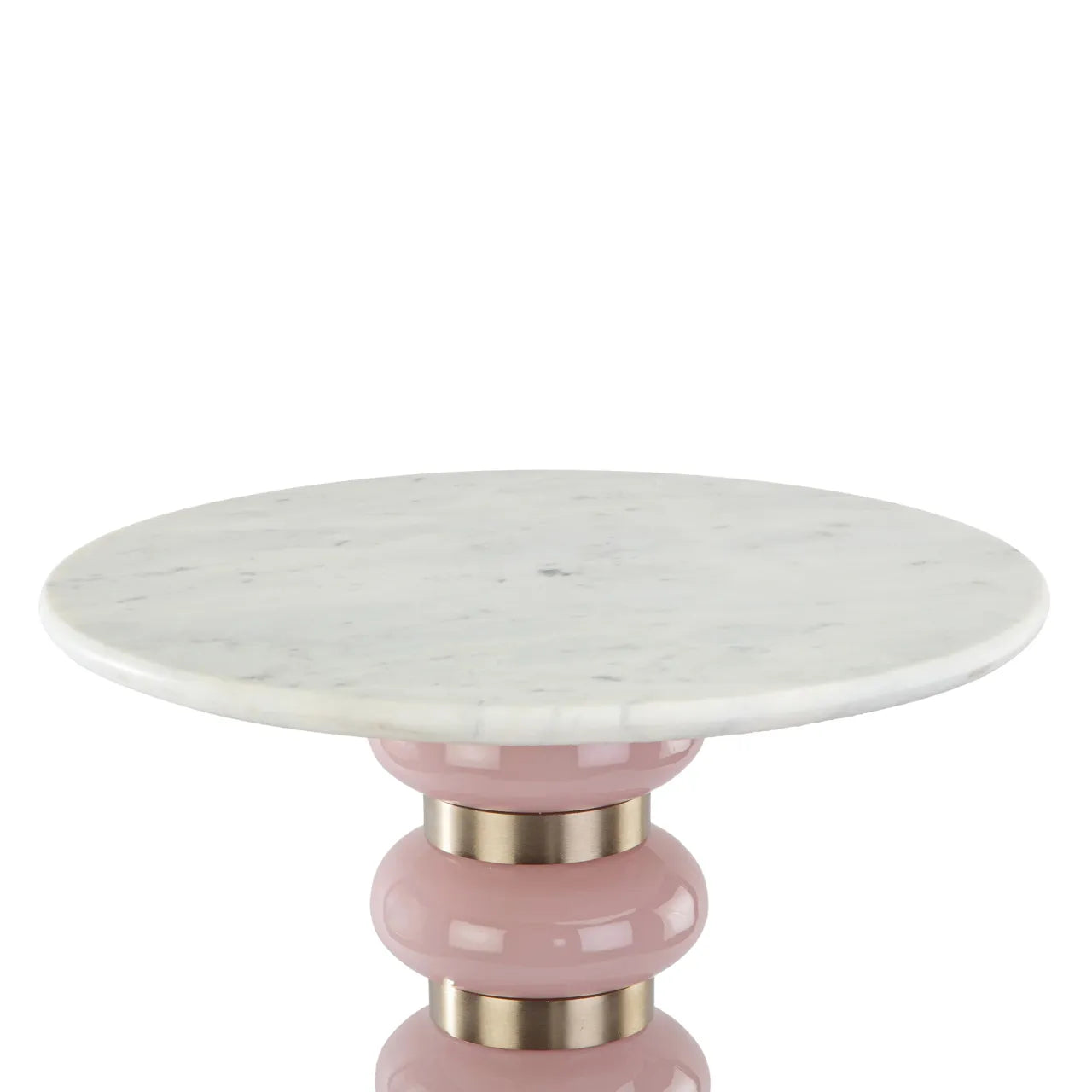 Richmond Interiors Villeray Pink White Banswara Marble & Glass Side Table