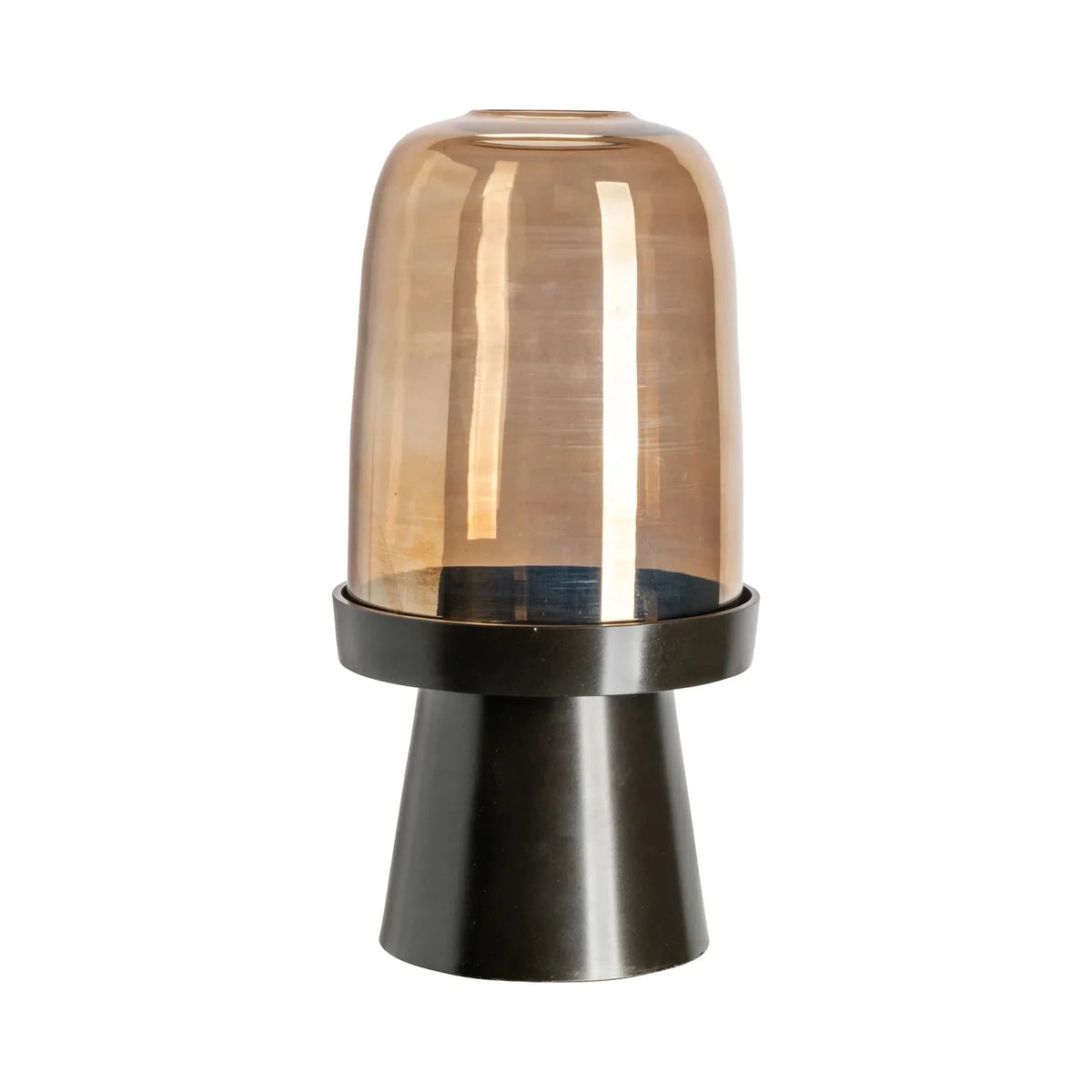 Richmond Interiors Kate Walnut Brown Wood & Glass Hurricane Candle Holder Small