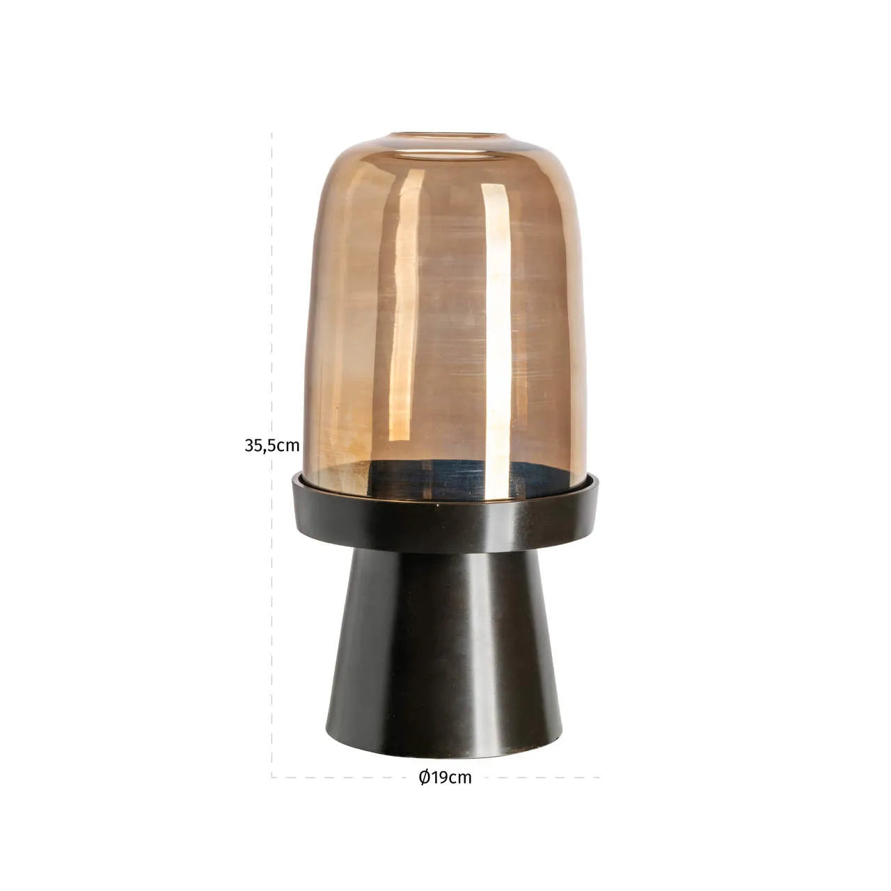 Richmond Interiors Kate Walnut Brown Wood & Glass Hurricane Candle Holder Small