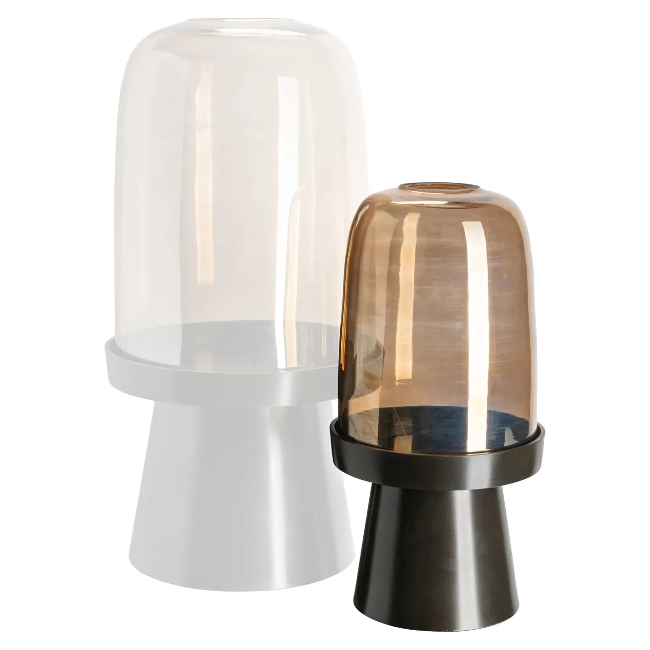 Richmond Interiors Kate Walnut Brown Wood & Glass Hurricane Candle Holder Small