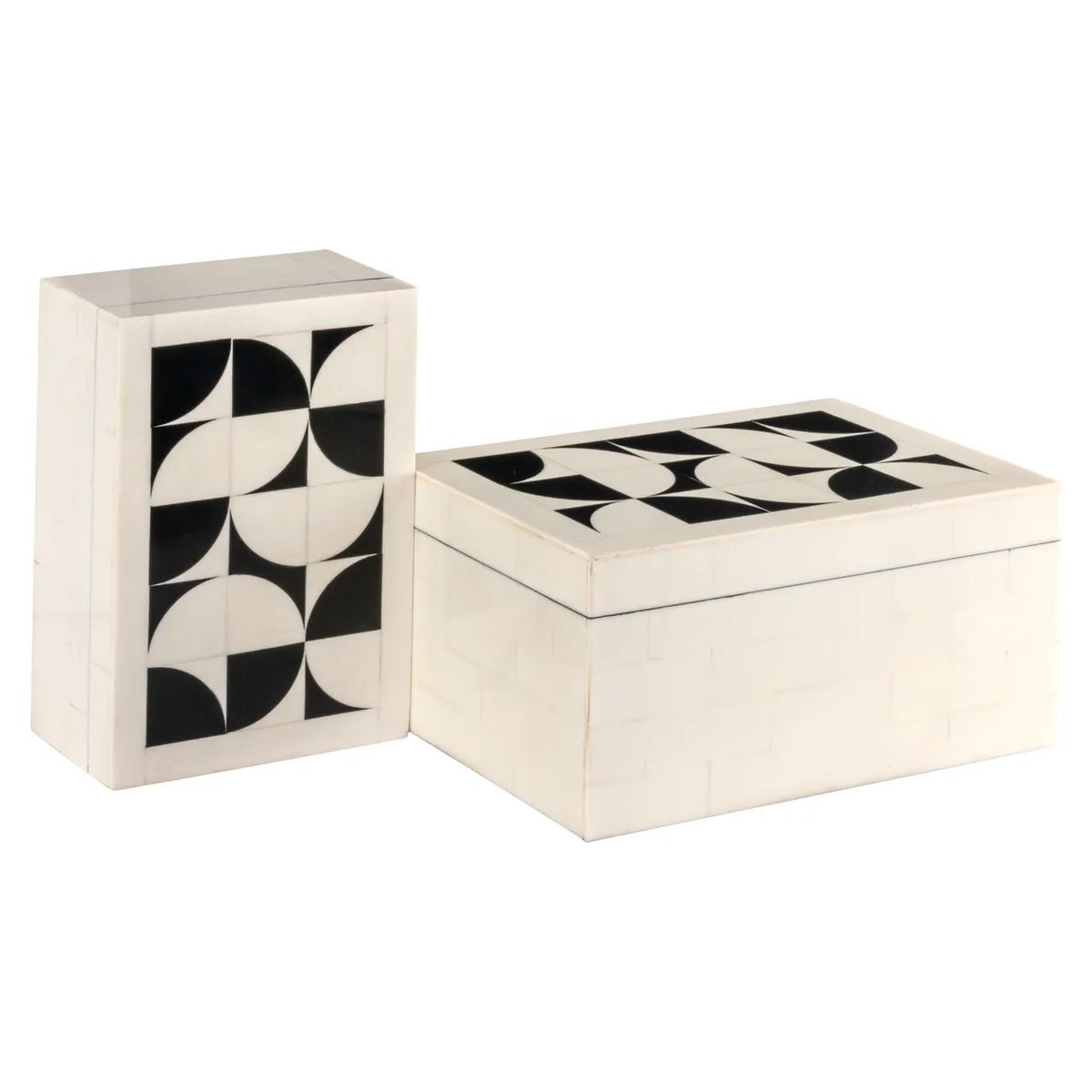 Richmond Interiors Set of 2 Flake White Resin Storage Boxes