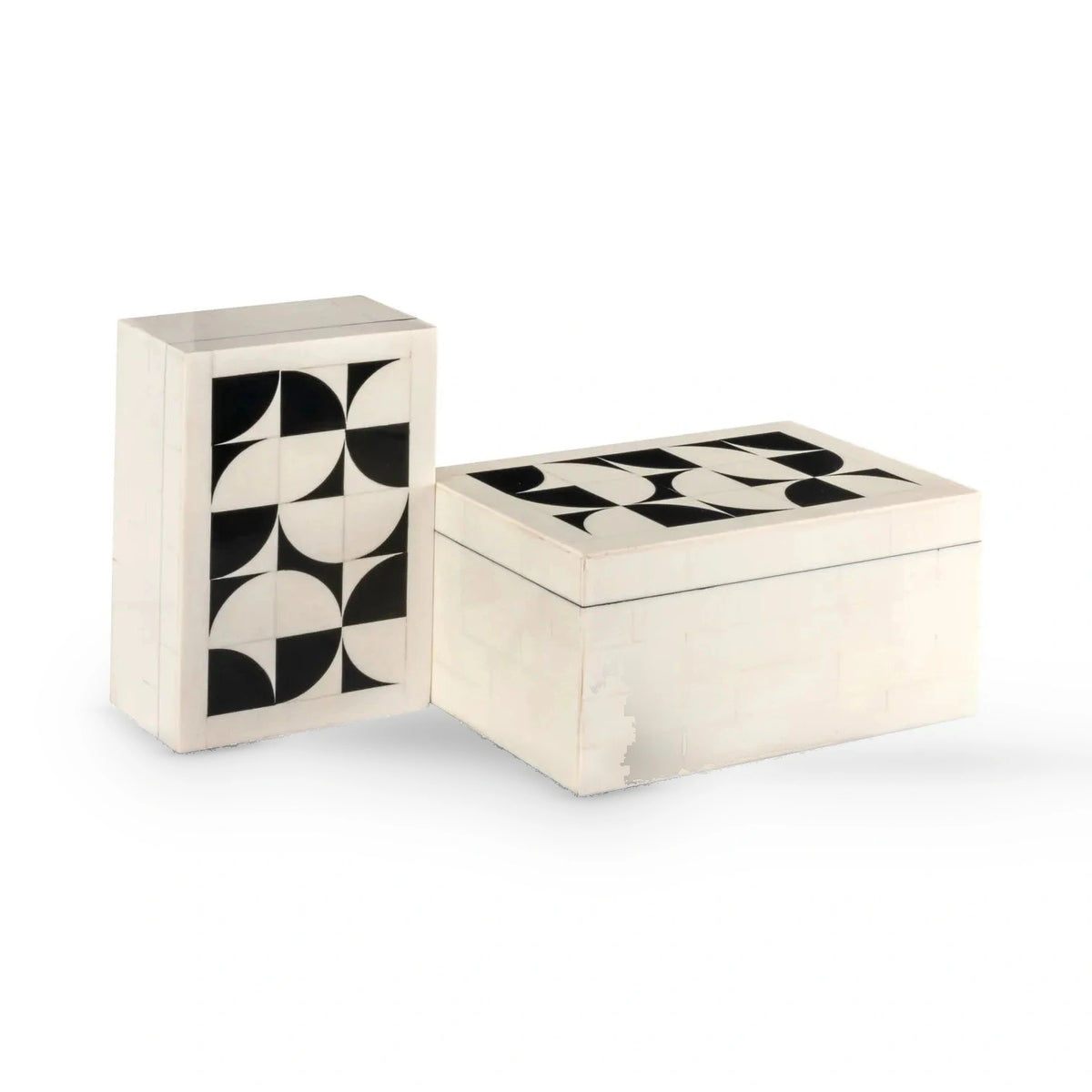 Richmond Interiors Set of 2 Flake White Resin Storage Boxes