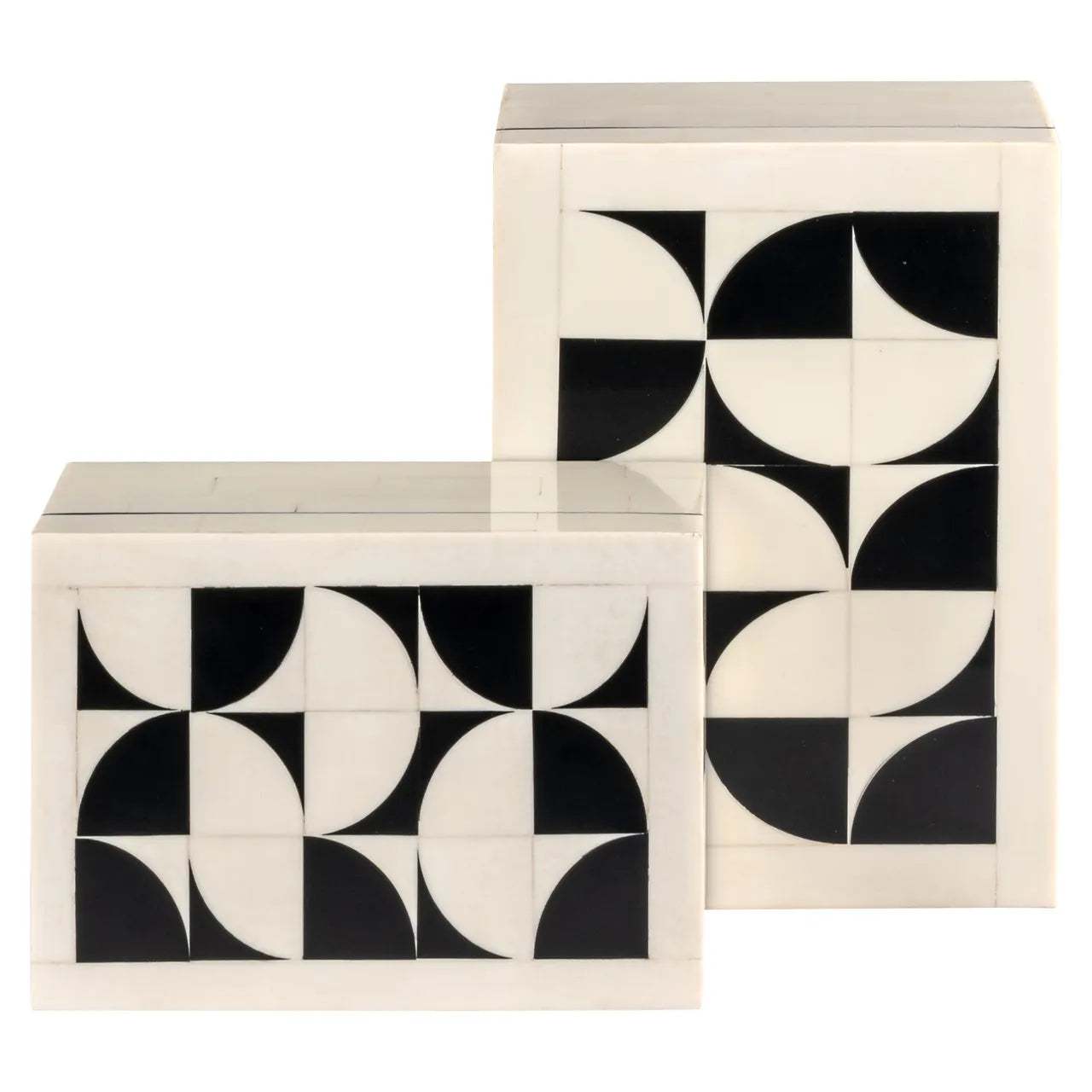 Richmond Interiors Set of 2 Flake White Resin Storage Boxes